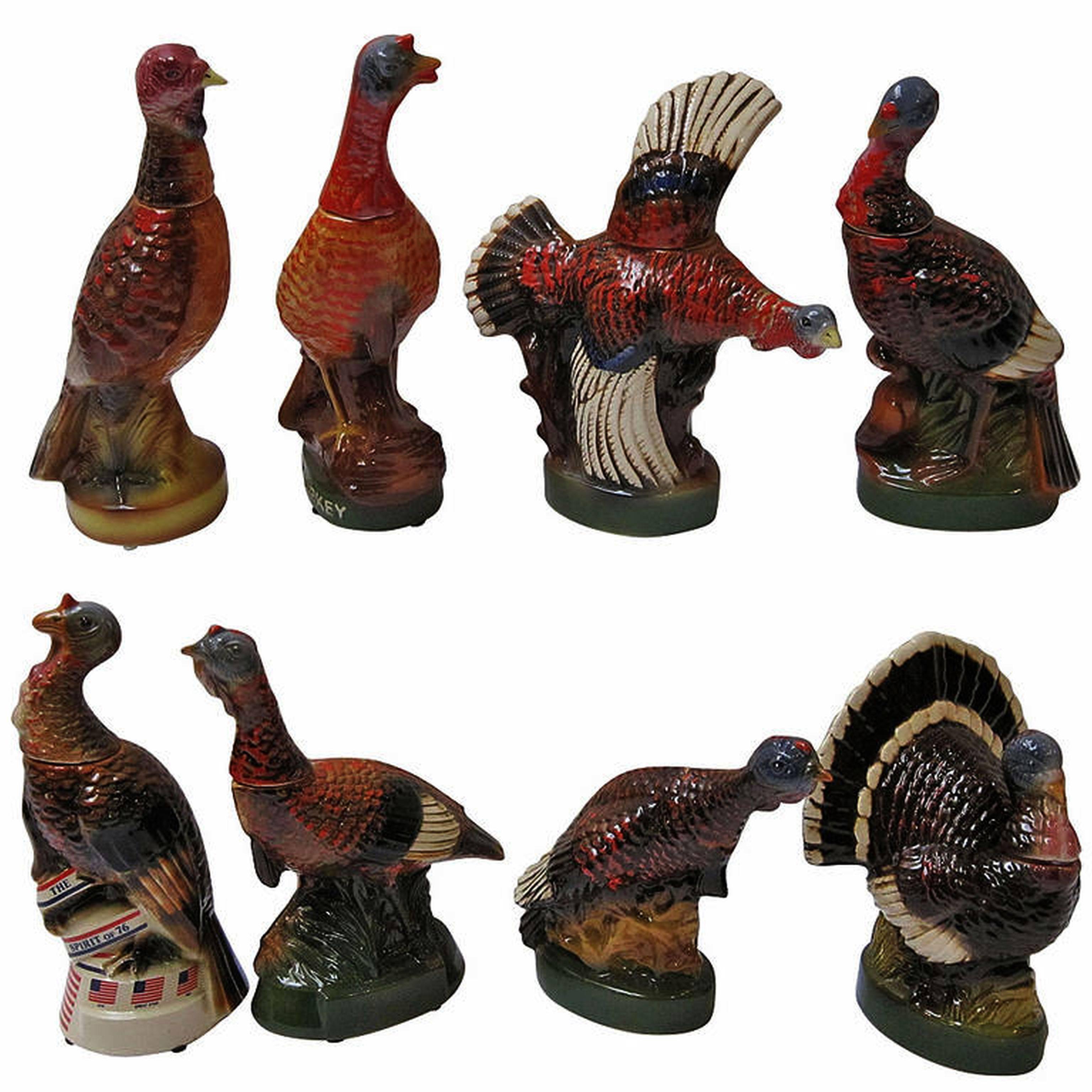 Set of Eight Large Wild Turkey Decanters