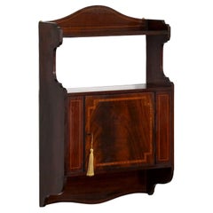 English Hanging Shelf or Curio Cabinet of Inlaid Mahogany