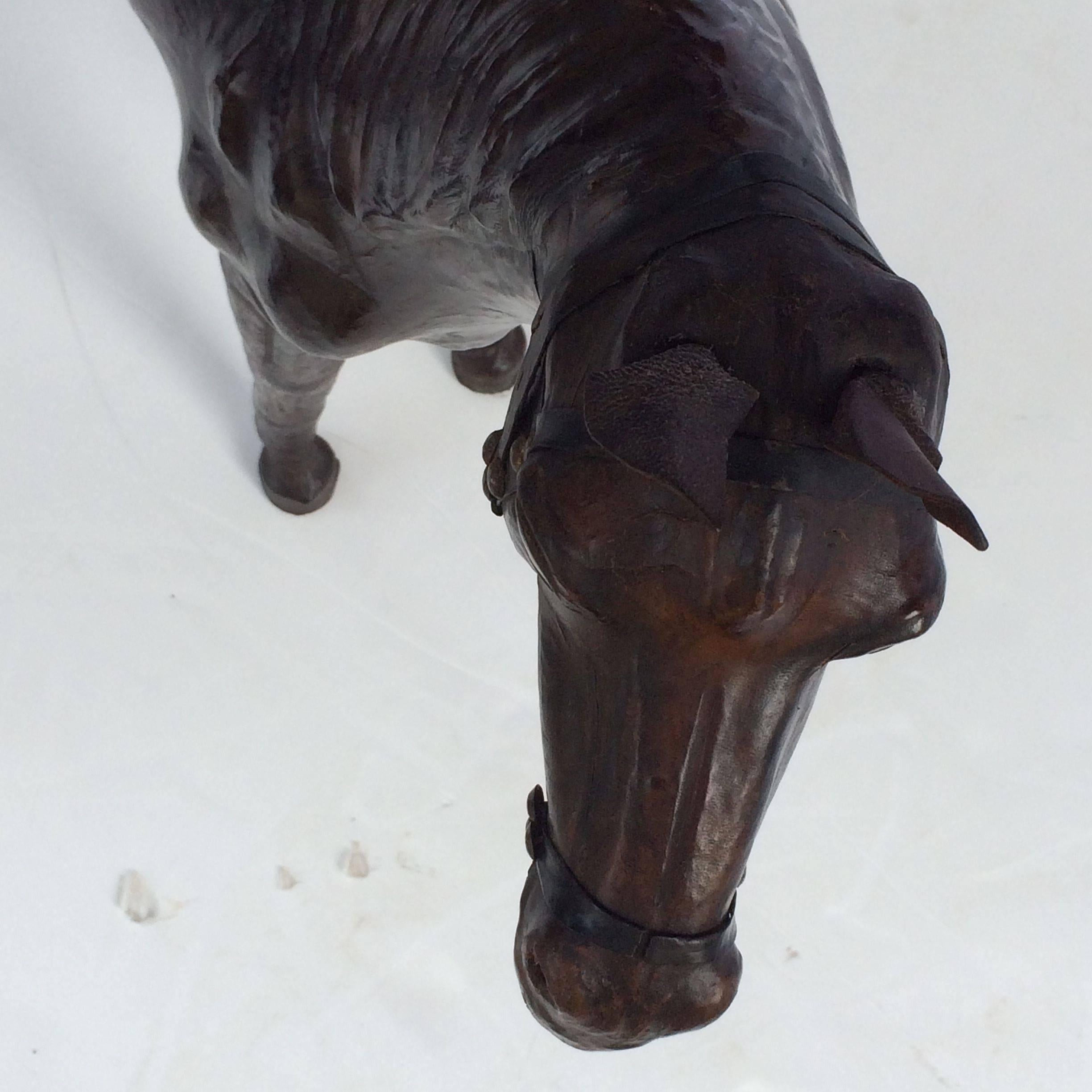 French Leather Horse Model In Excellent Condition In Austin, TX