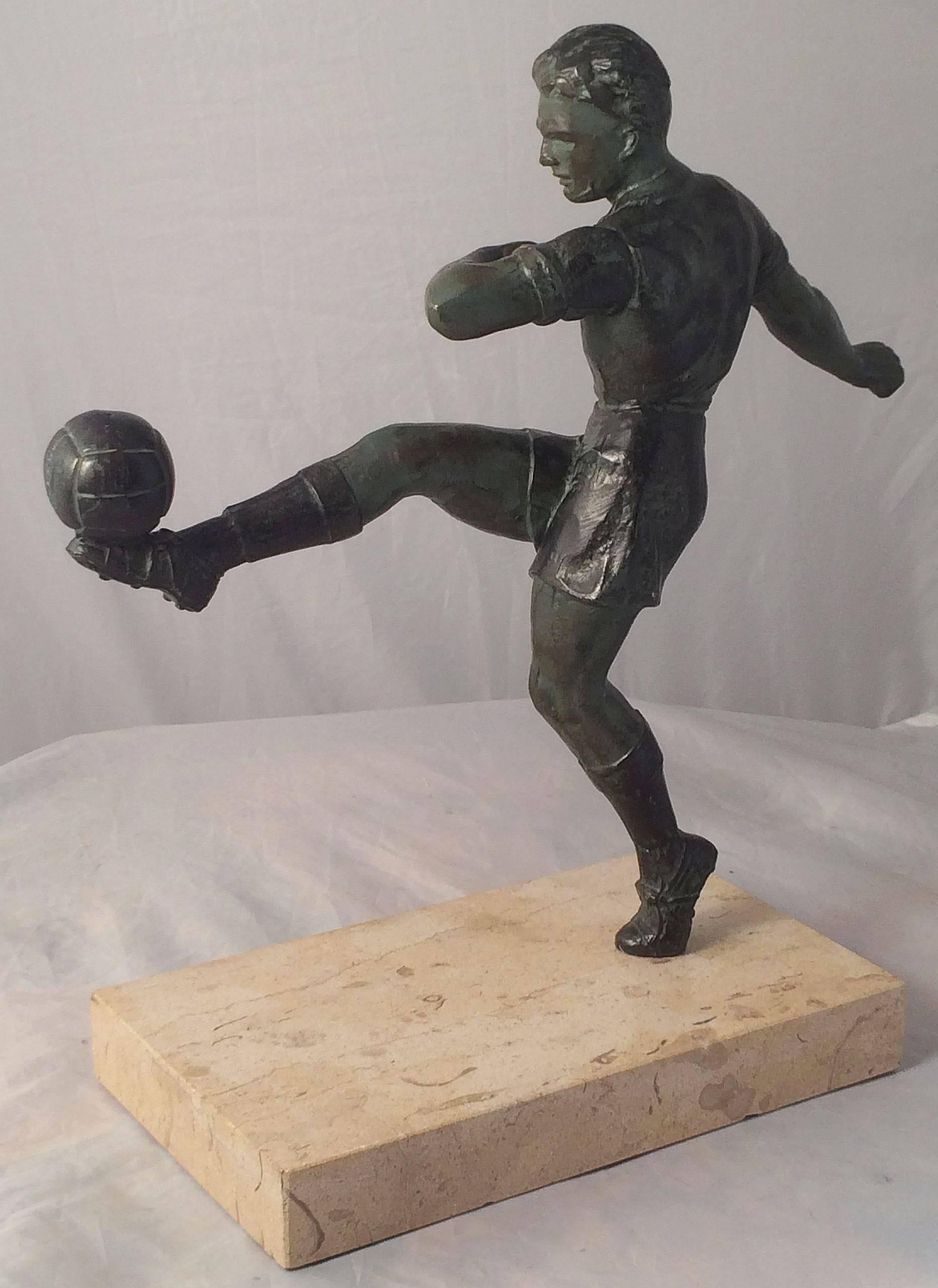 Patinated Soccer or Football Player Sport Trophy