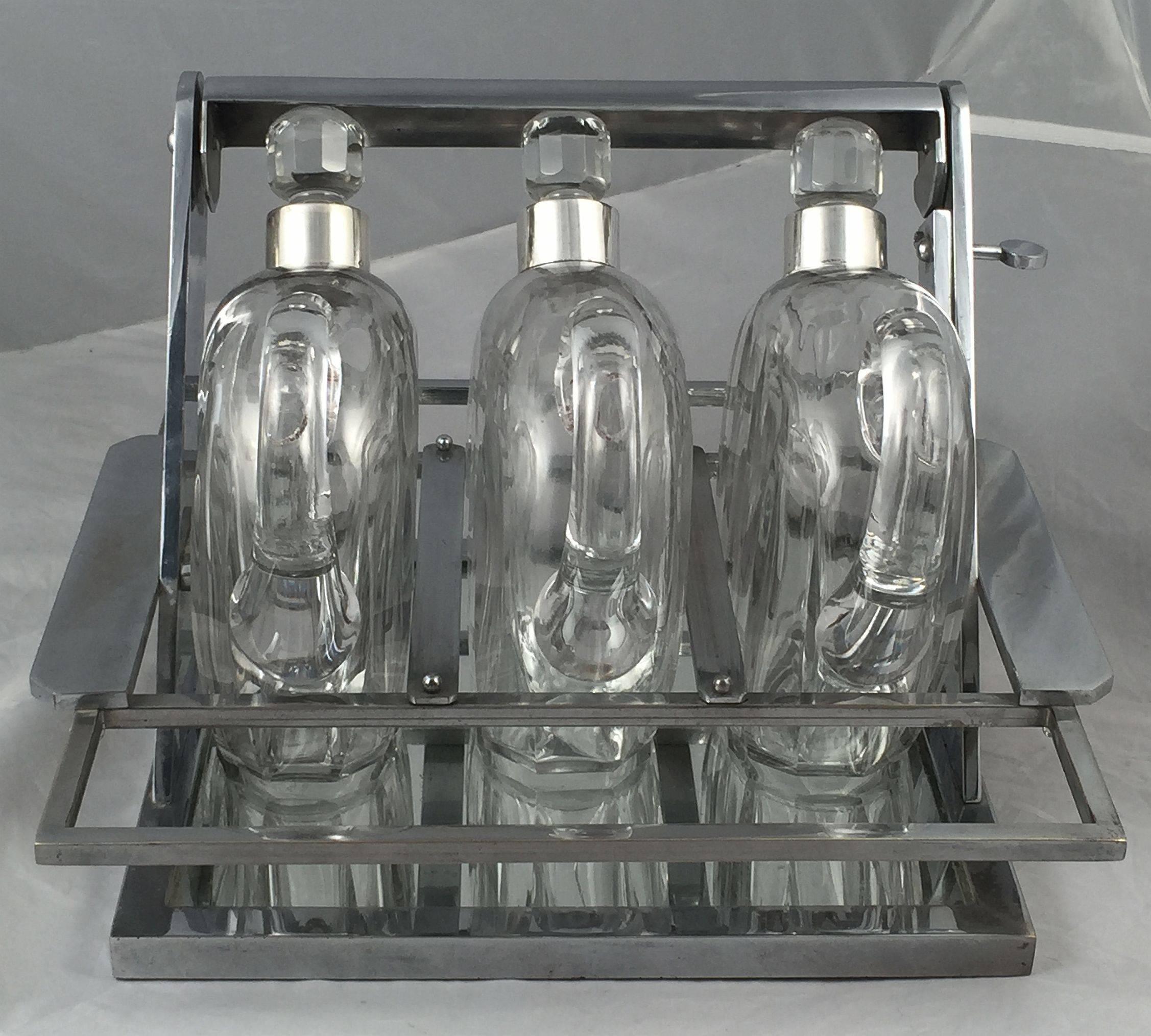 French Art Deco Drinks Tantalus by Jacques Adnet In Excellent Condition In Austin, TX