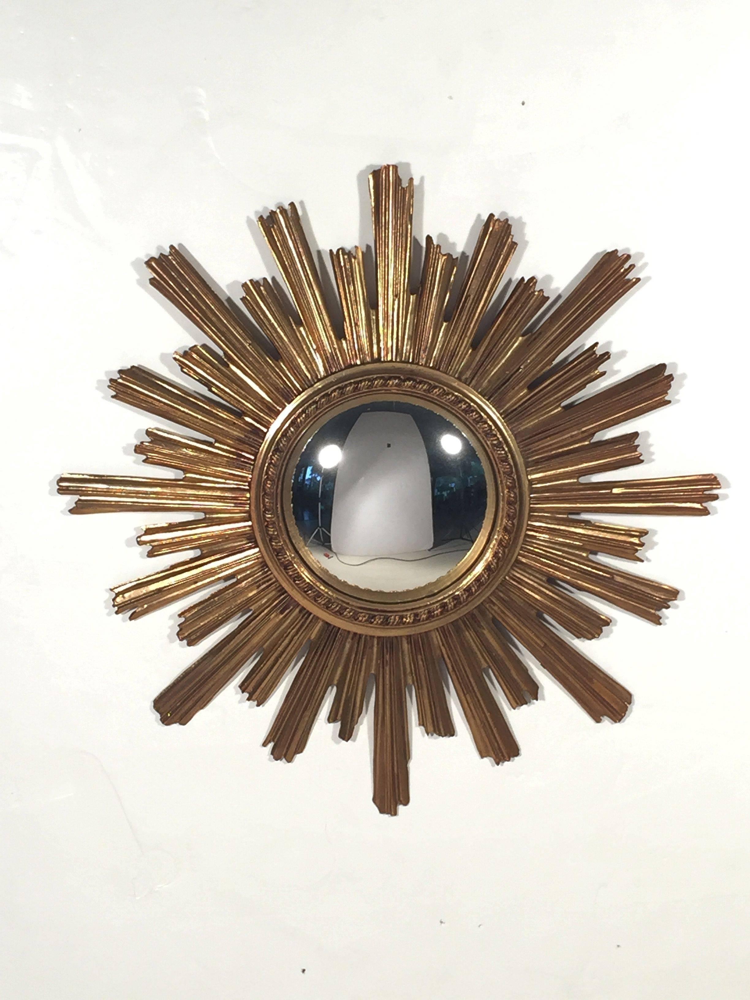 A lovely French gilt sunburst (or starburst) mirror, 23 1/2