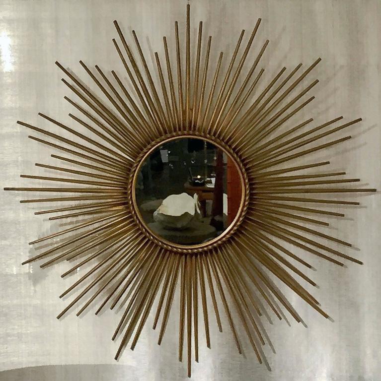 French Gilt Sunburst Or Starburst Mirror By Y Vallauris