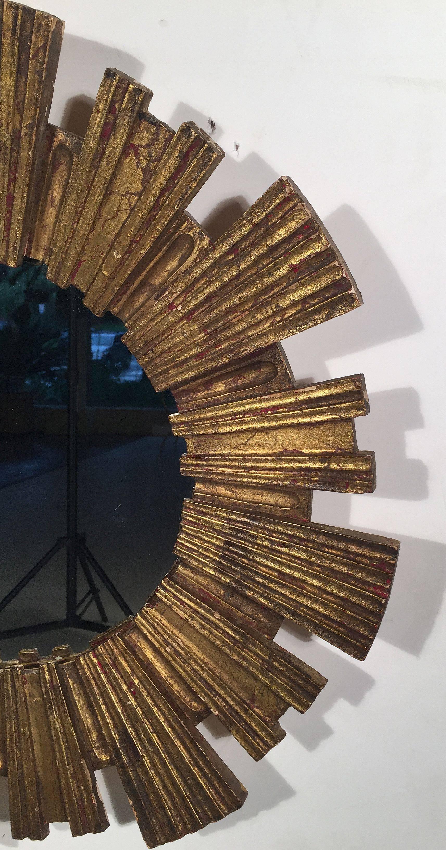 Giltwood French Gilt Sunburst or Starburst Mirror