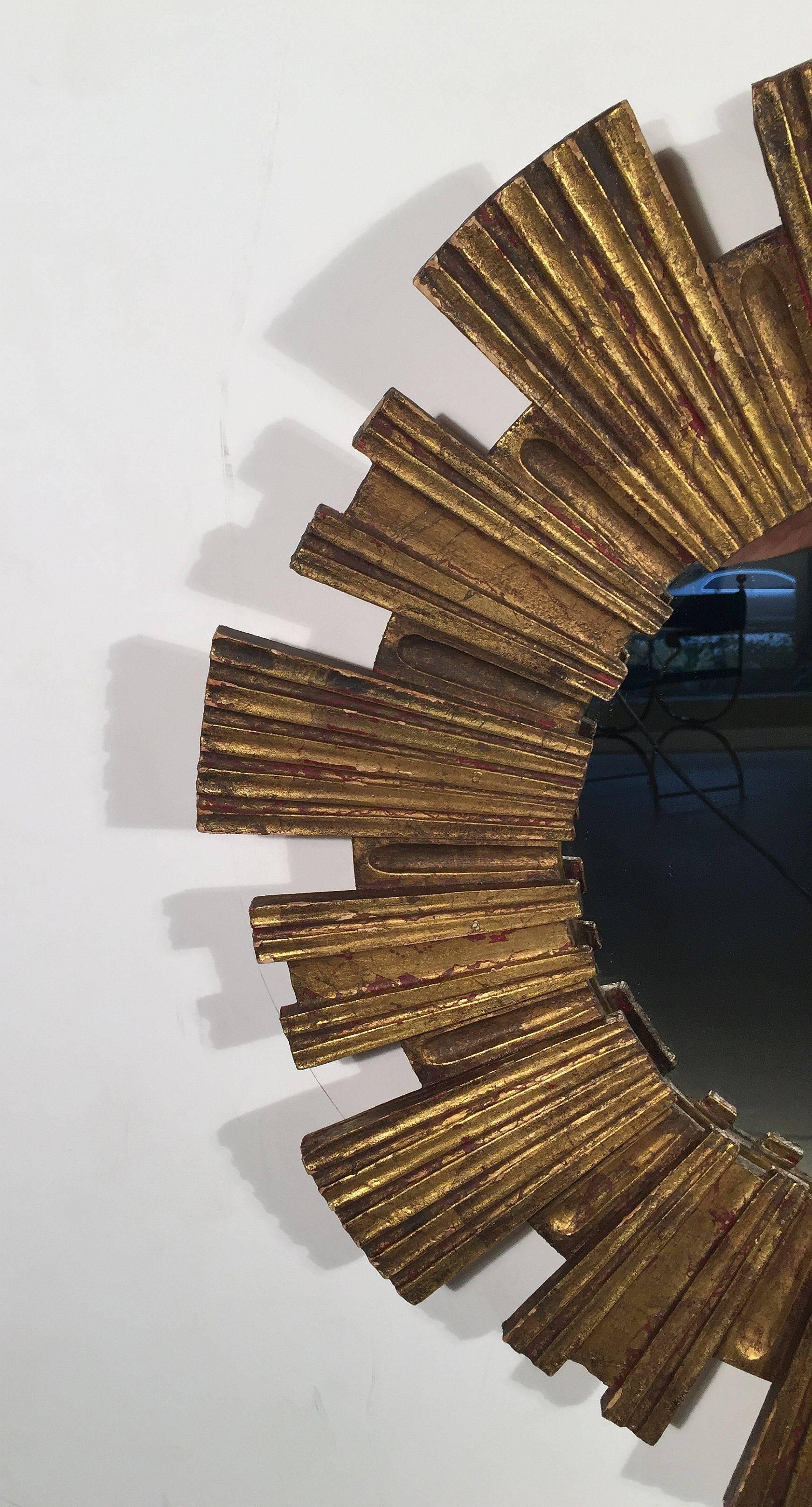 20th Century French Gilt Sunburst or Starburst Mirror