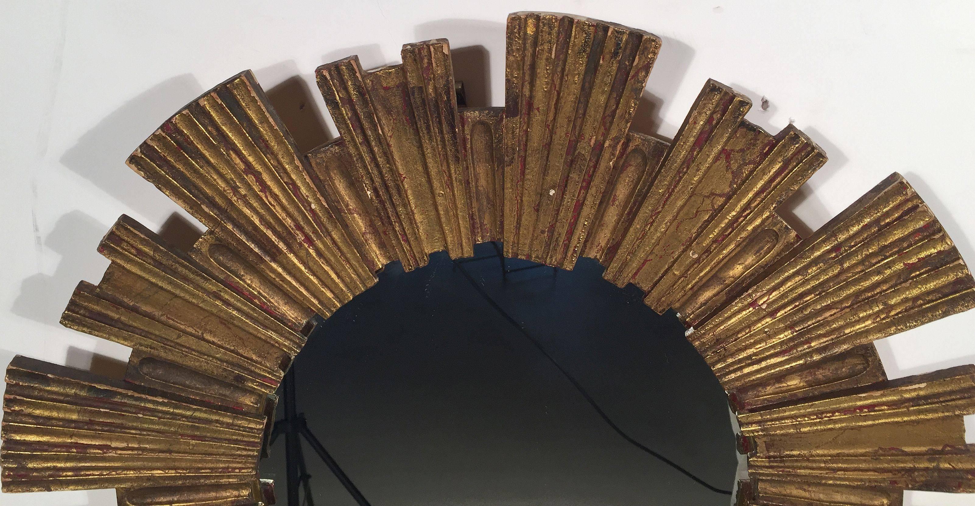 French Gilt Sunburst or Starburst Mirror 1