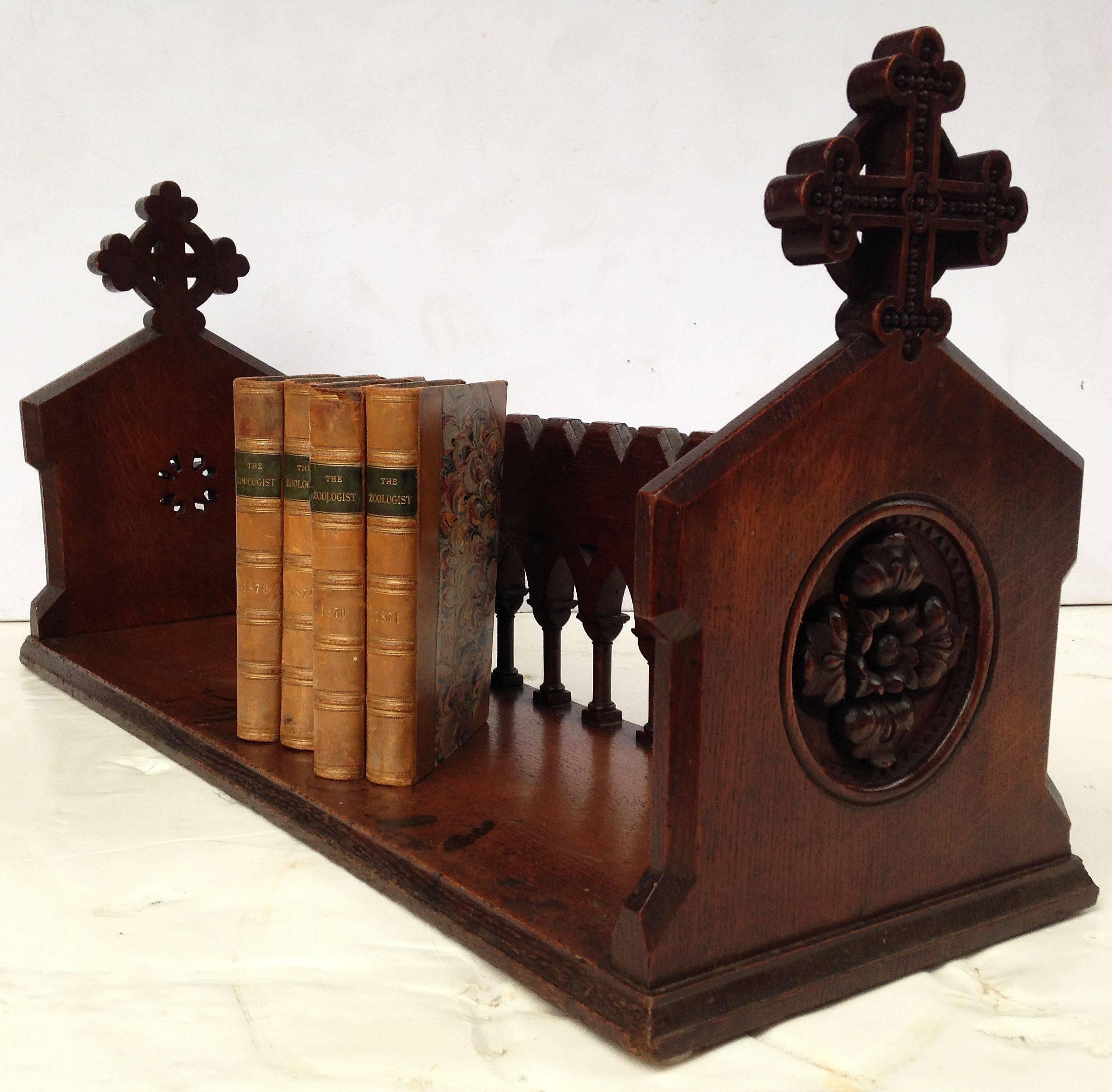 Oak English Ecclesiastical Book Trough in the Gothic Style
