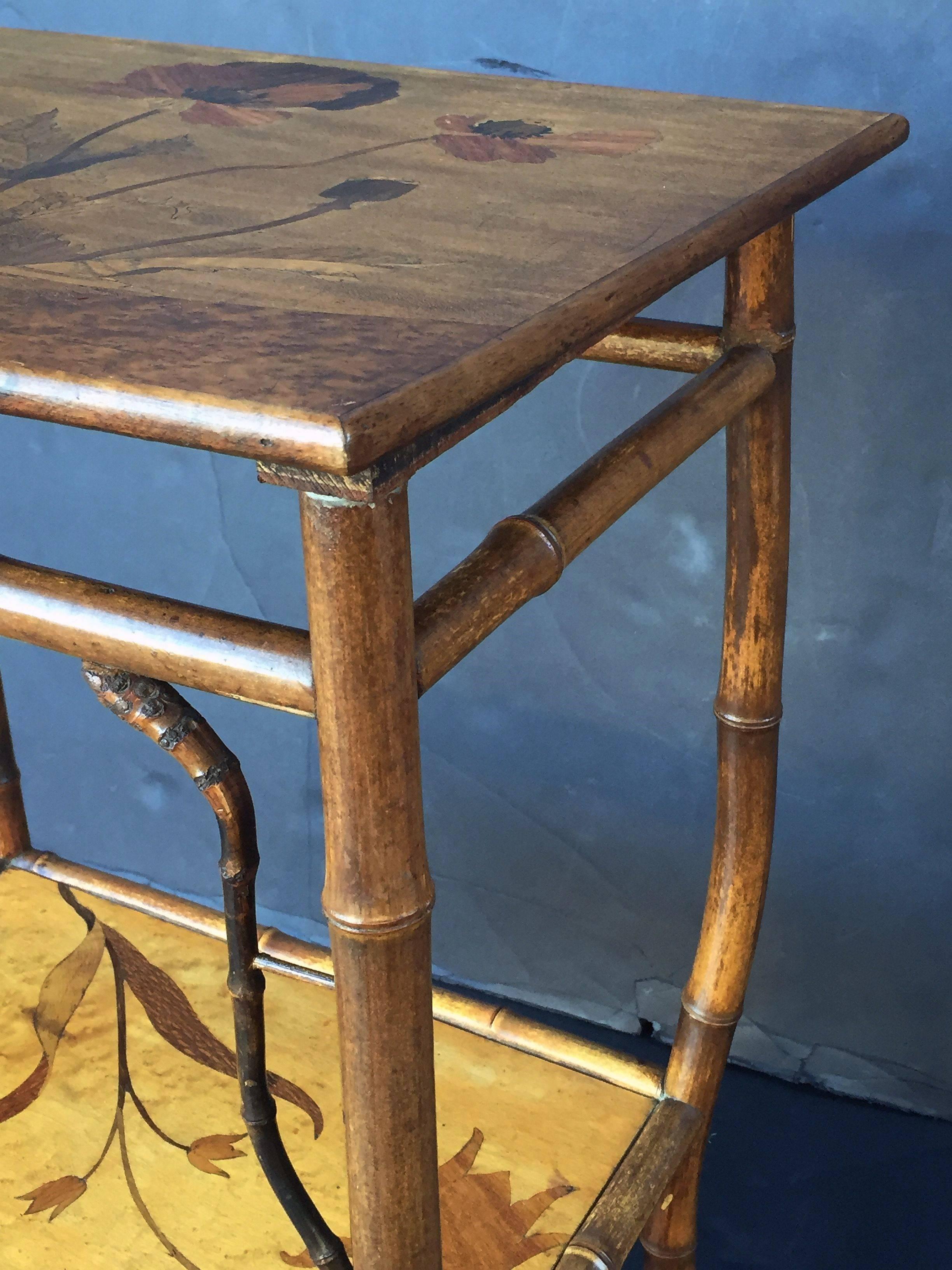 French Bamboo Table with Nancy Inlaid Top 5