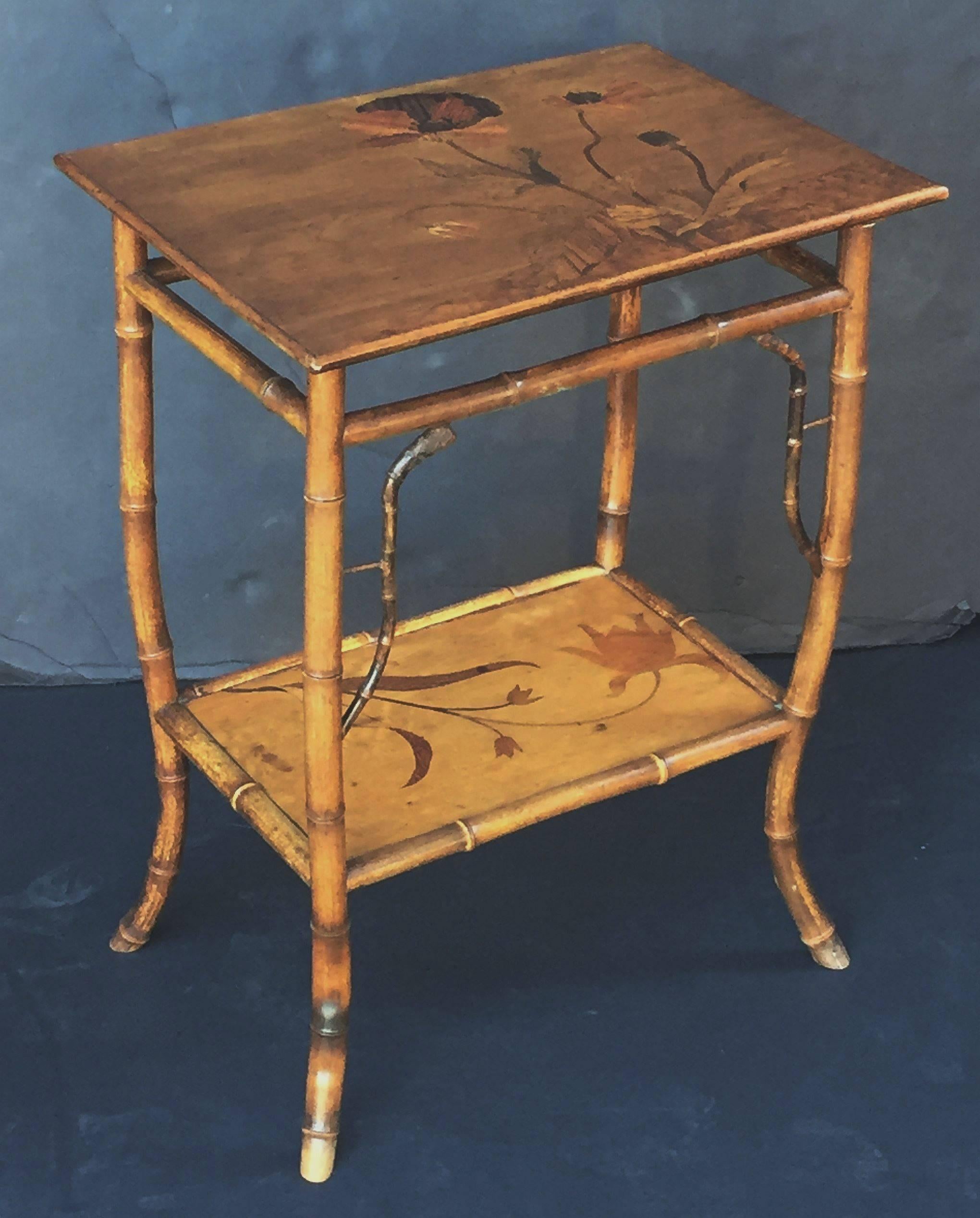 French Bamboo Table with Nancy Inlaid Top 1