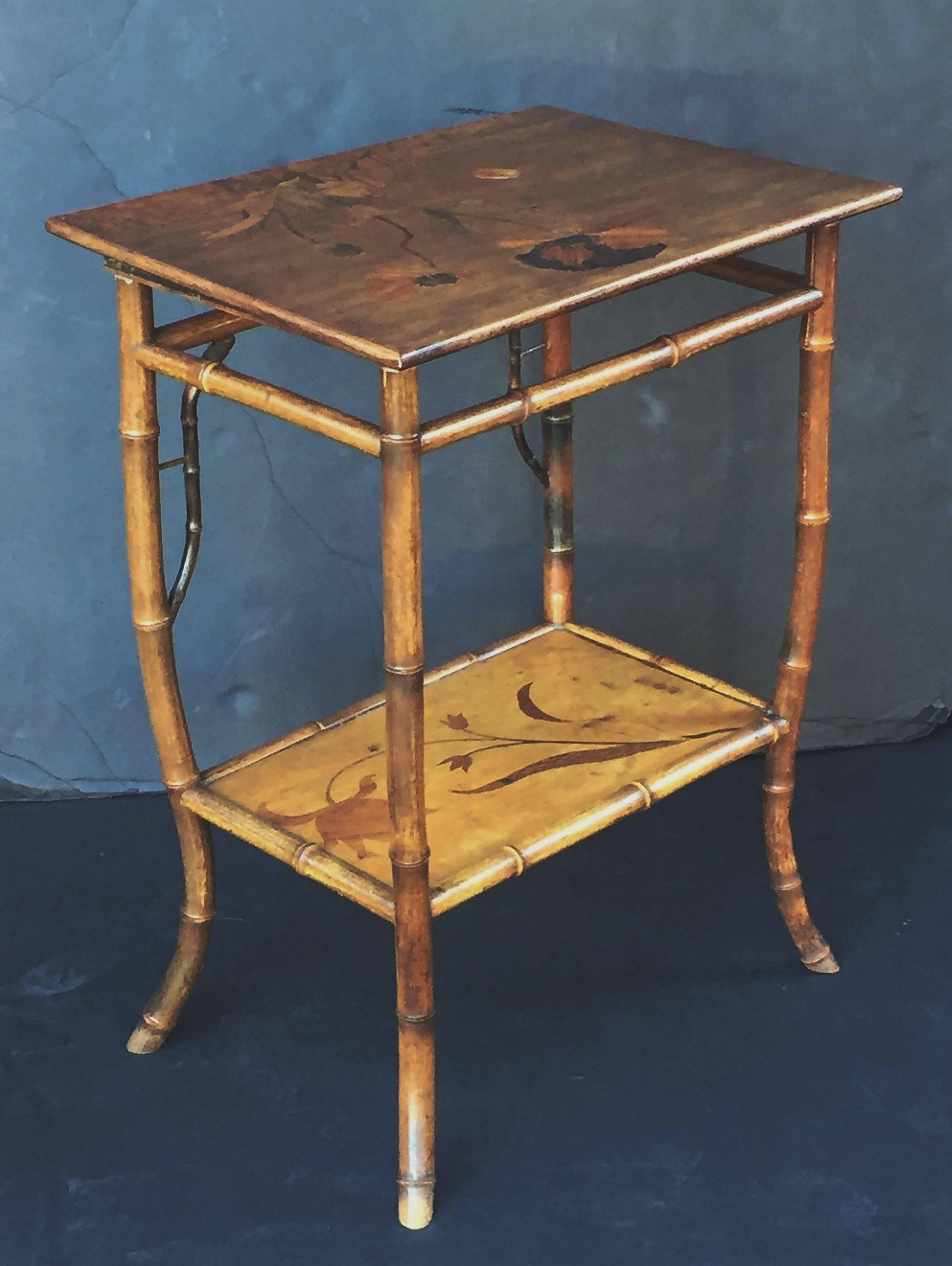 French Bamboo Table with Nancy Inlaid Top 3