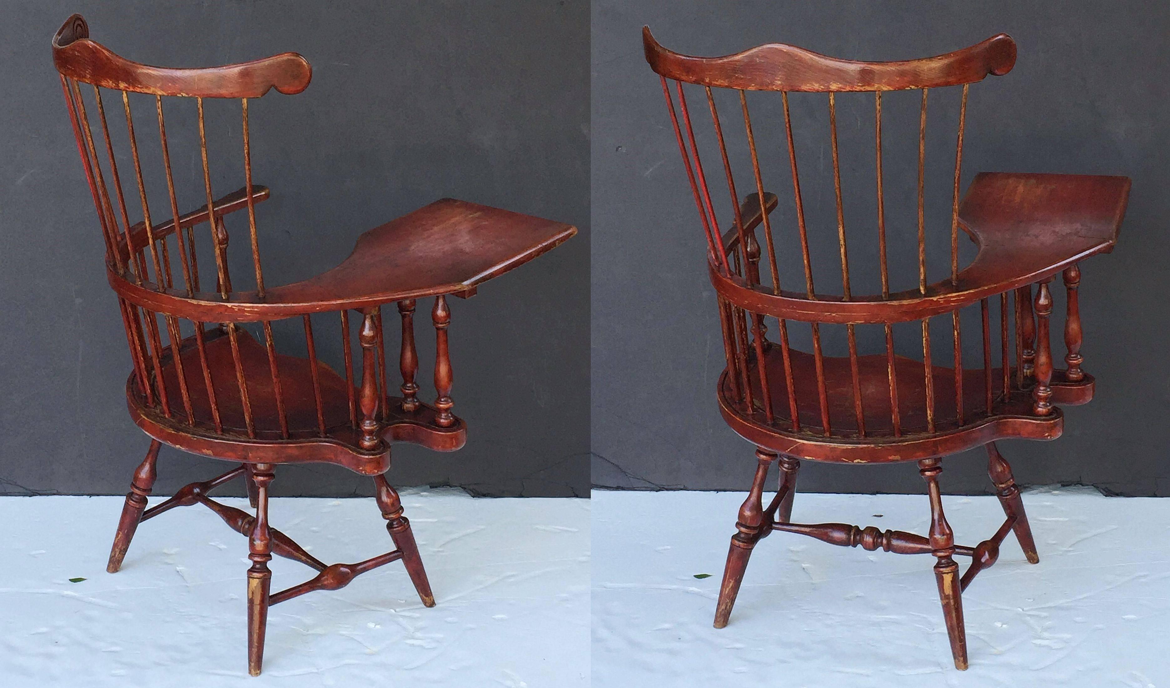 Painted Large American Windsor Desk Chair