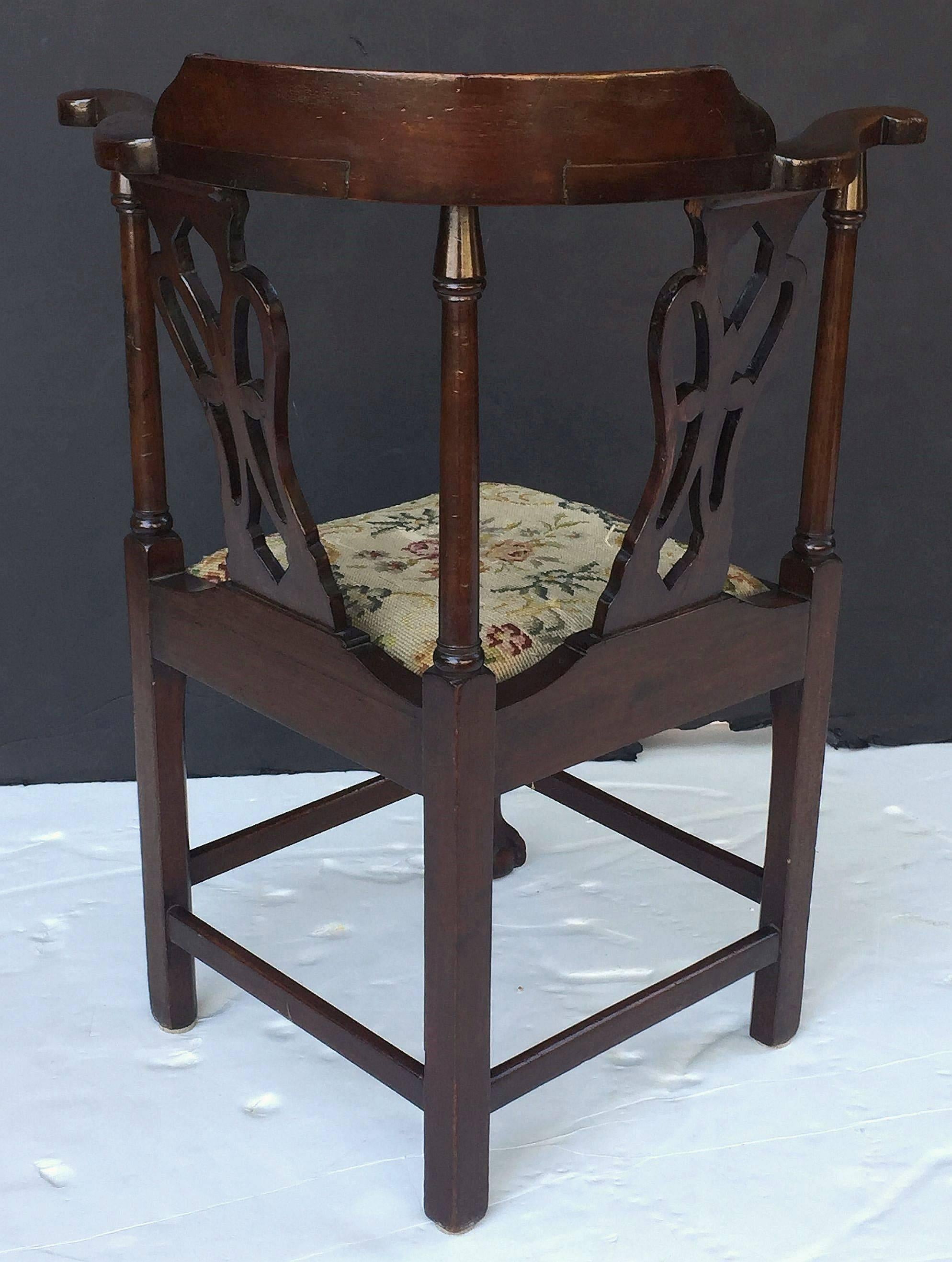 Needlepoint English Child's Corner Chair