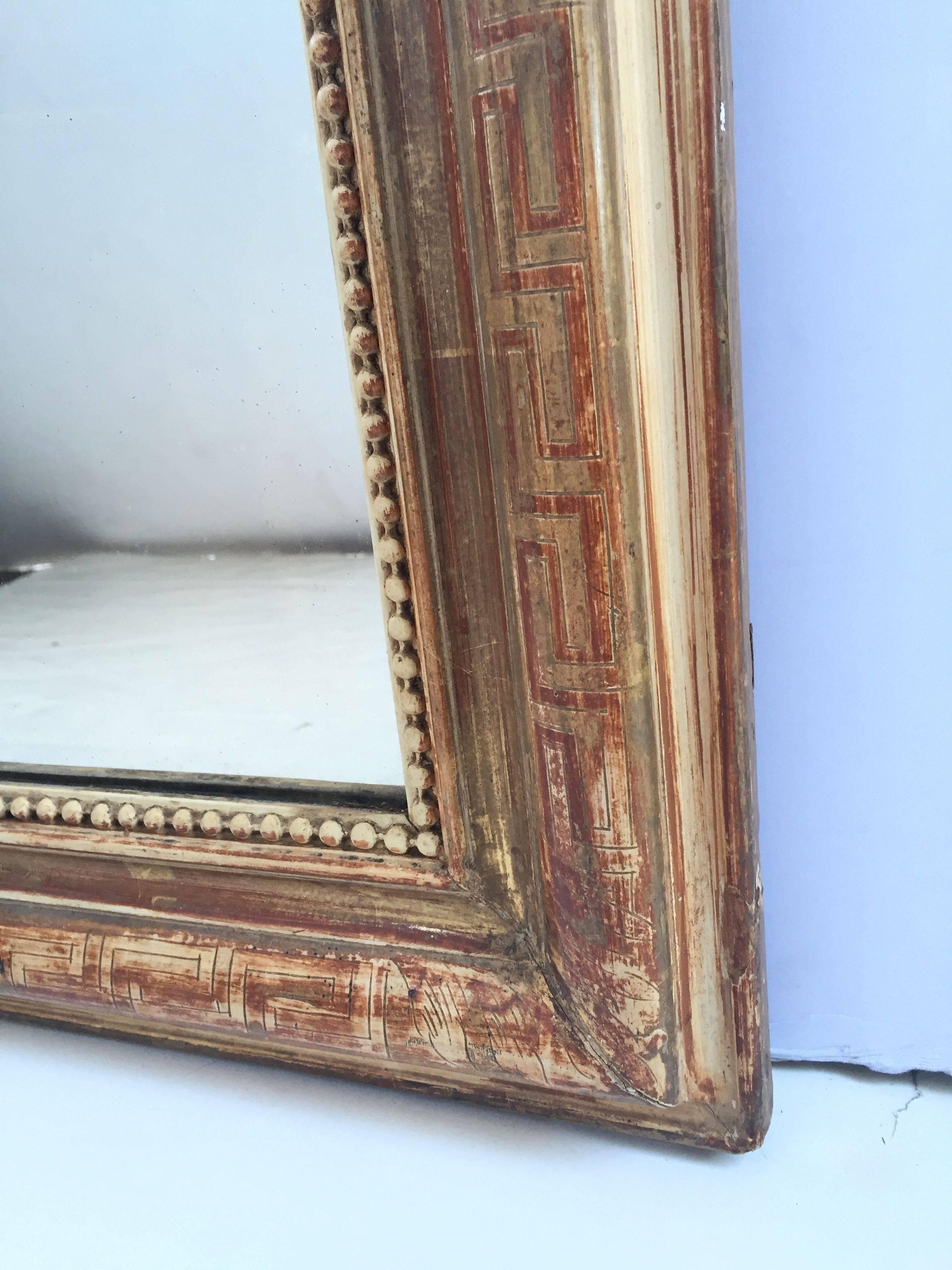 19th Century Large Louis Philippe Arch Top Gilt Mirror (H 47 1/4 x W 35 1/4) For Sale