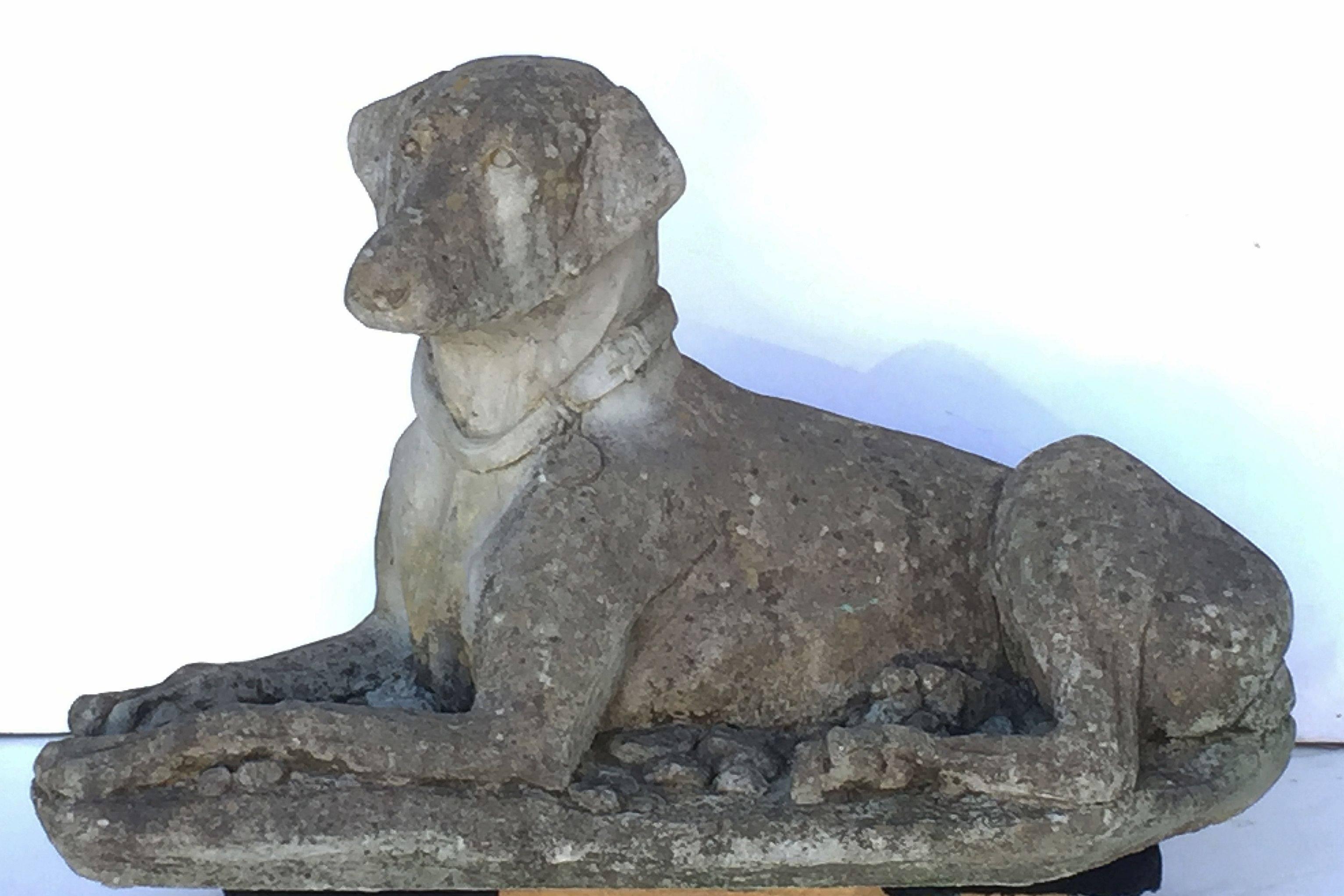 Large English Garden Stone Reclining Dog, Labrador 4