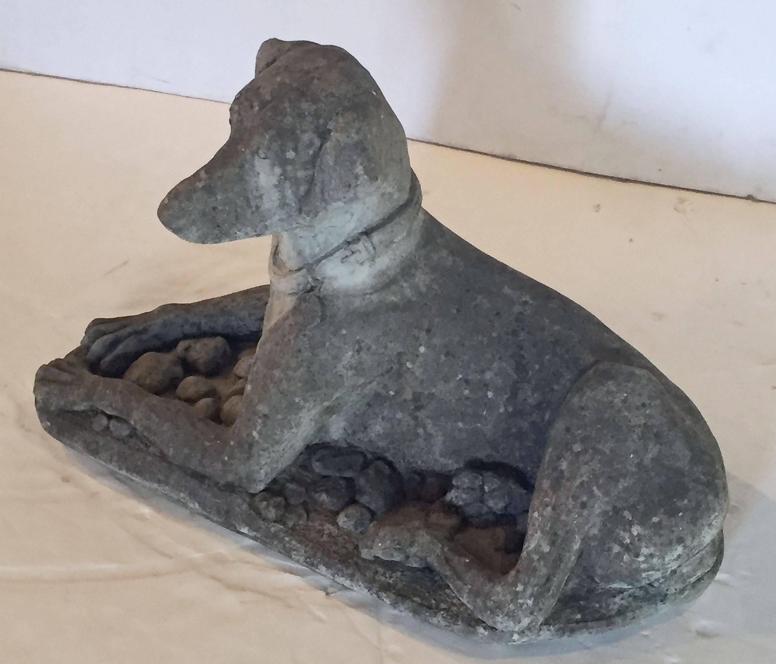 20th Century Large English Garden Stone Reclining Dog, Labrador