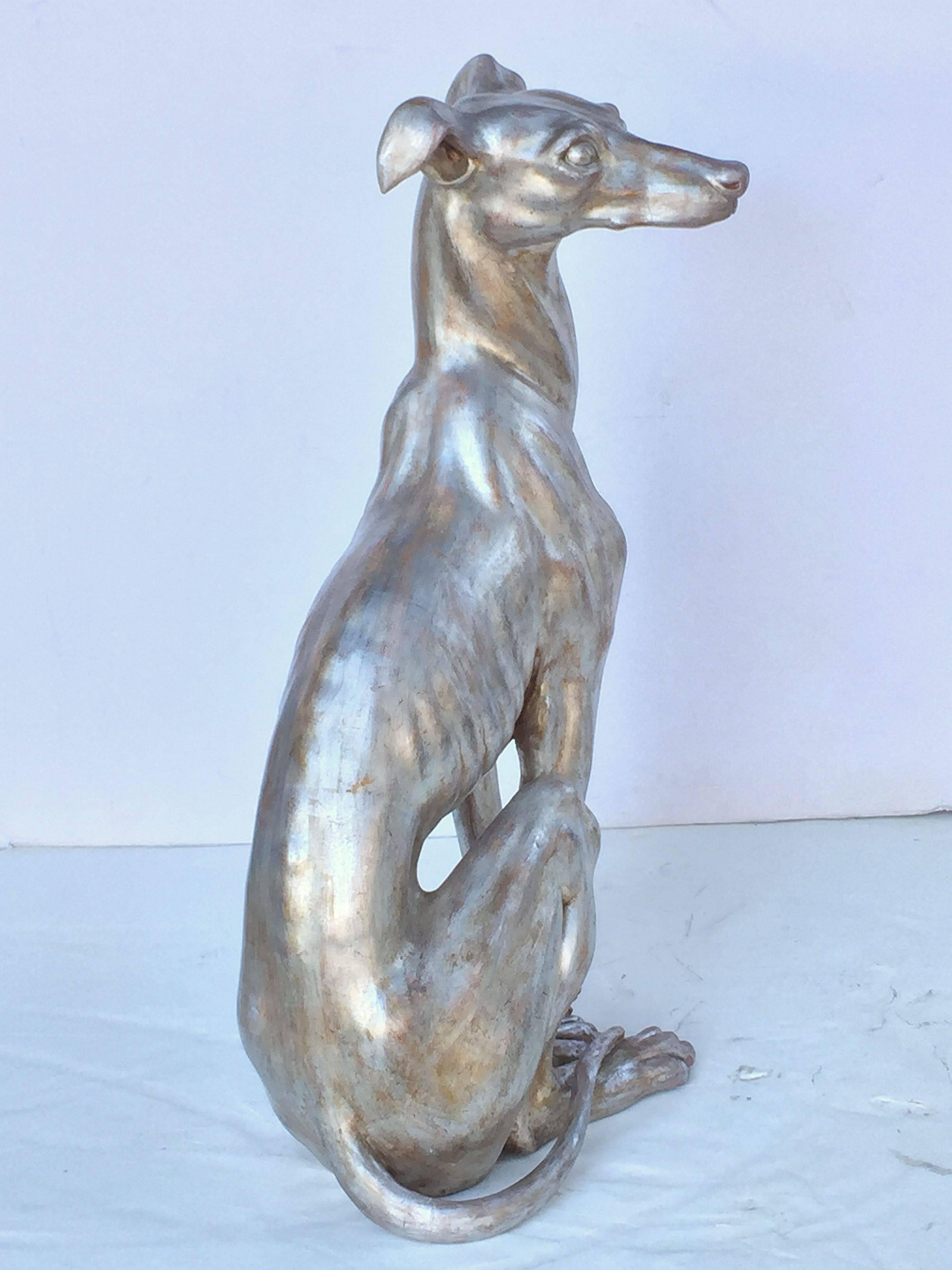 Large Italian Greyhound of Silver Gilt Carved Wood In Good Condition In Austin, TX