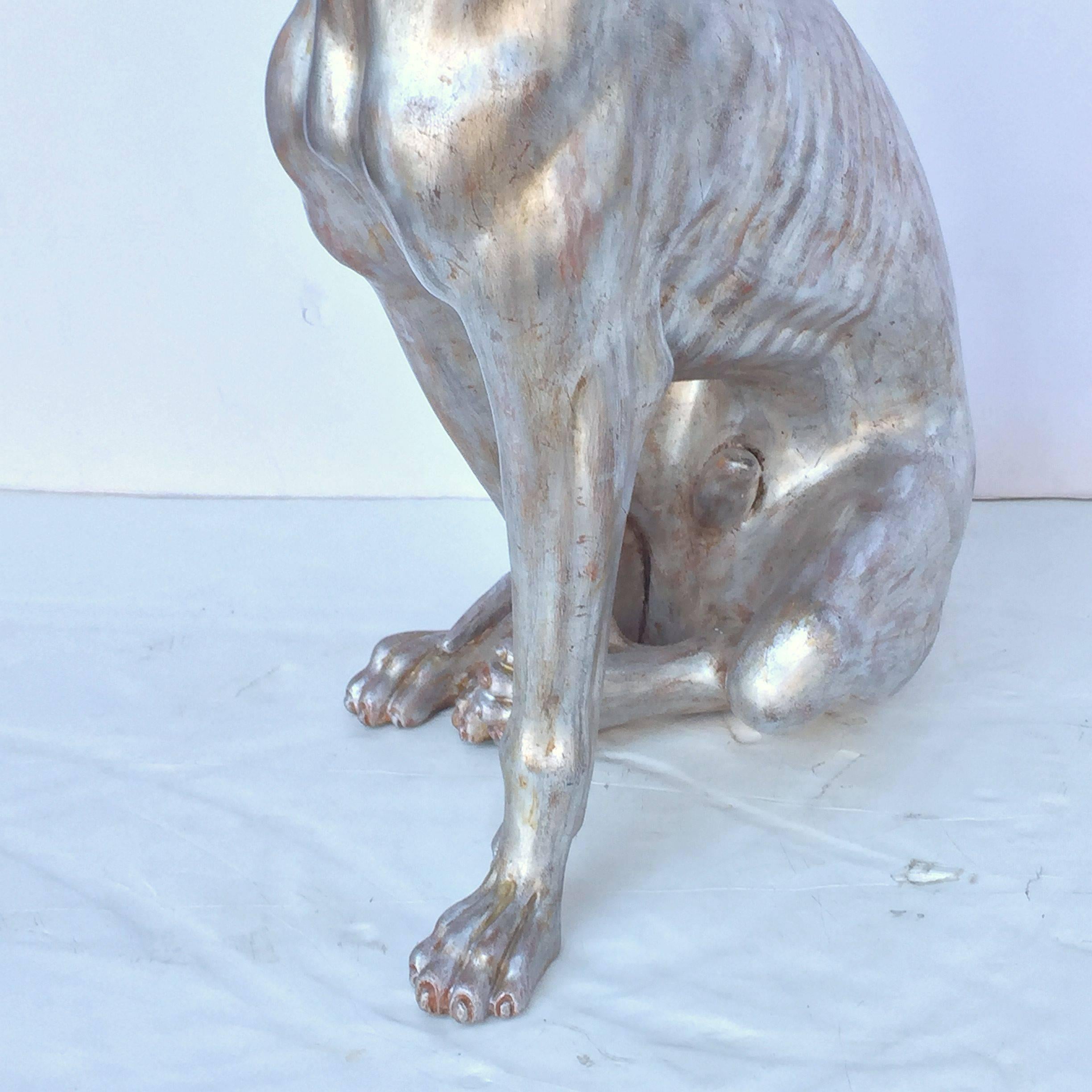 Large Italian Greyhound of Silver Gilt Carved Wood 5
