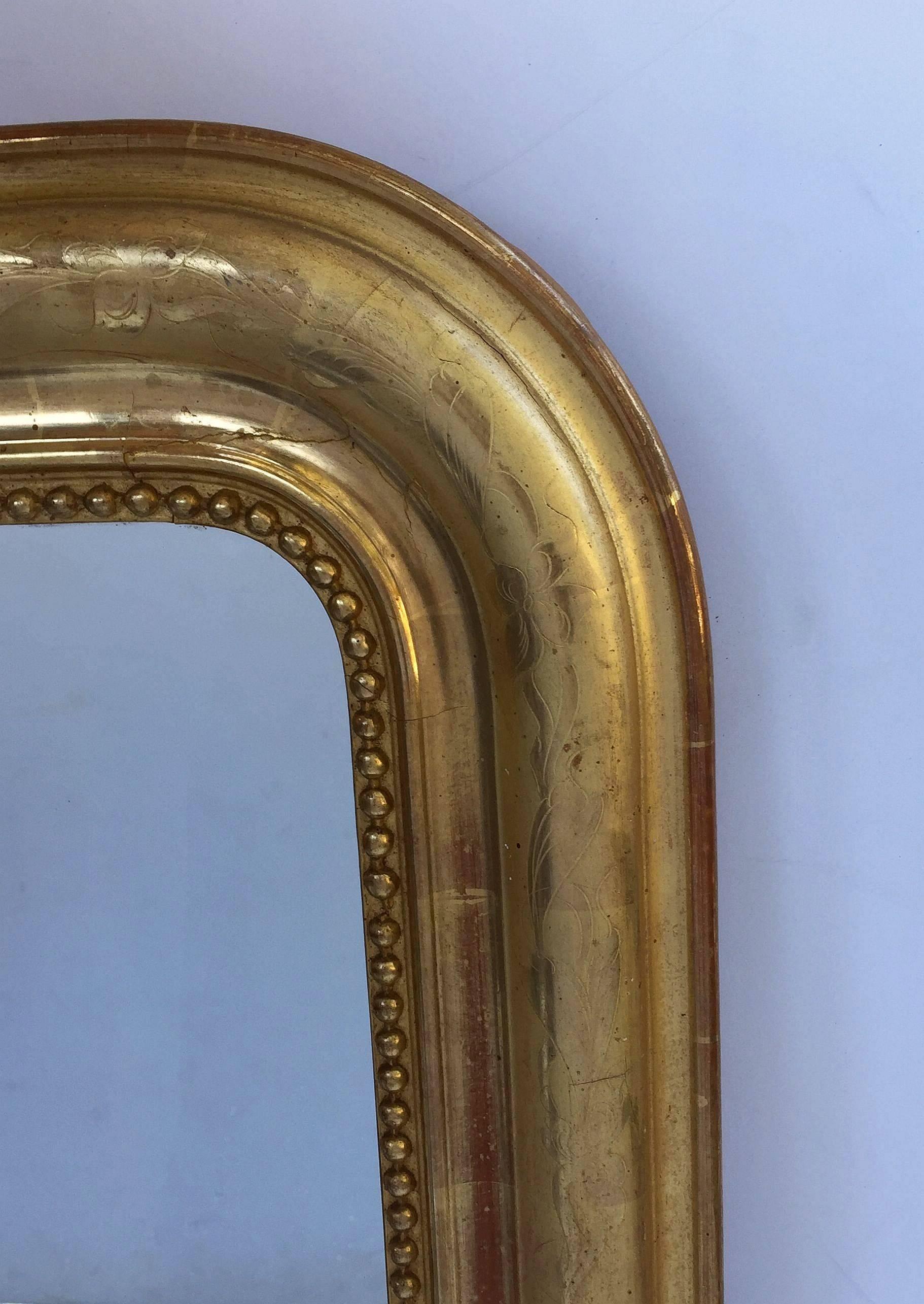 French Large Louis Philippe Gilt Mirror (H 35 1/2