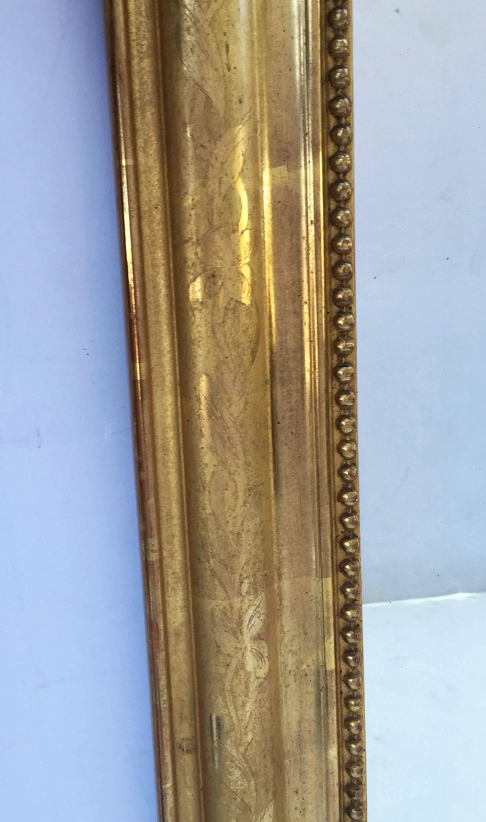 Glass Large Louis Philippe Gilt Mirror (H 35 1/2