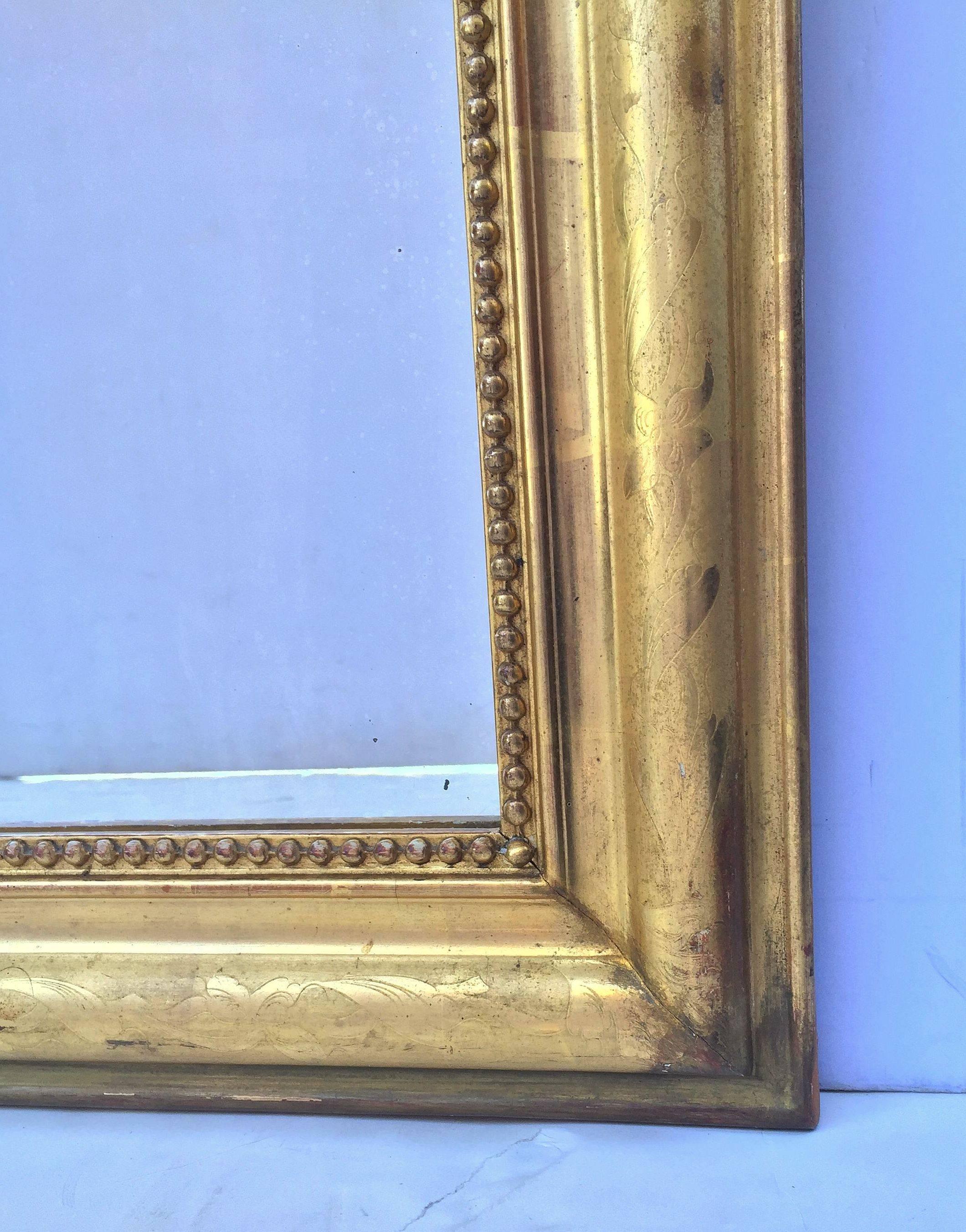 19th Century Large Louis Philippe Gilt Mirror (H 35 1/2