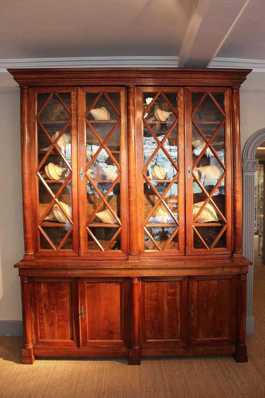 Large French Glazed Front Bibliotheque or Bookcase of Cherry In Excellent Condition In Austin, TX