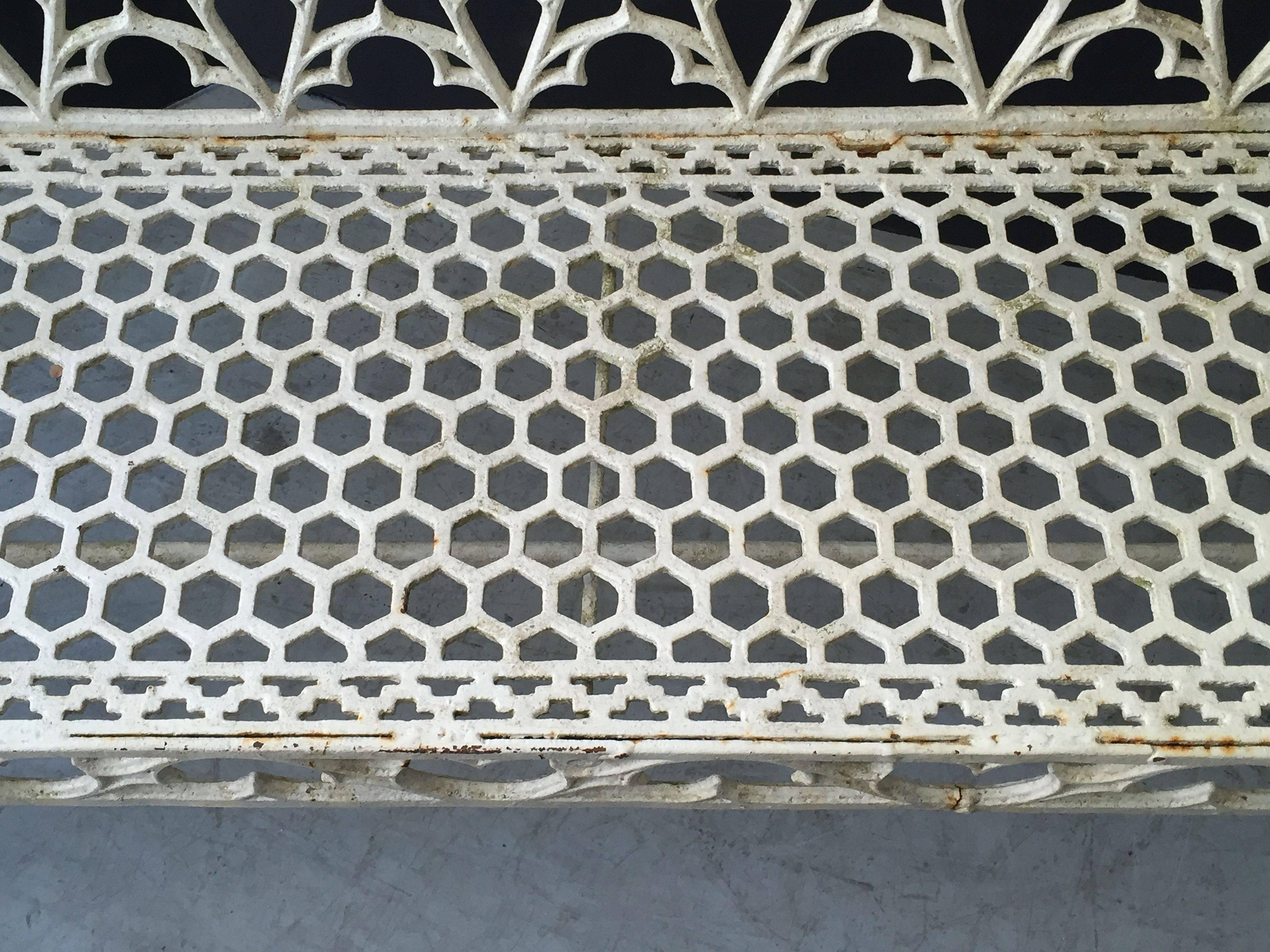 Large French Val D'osne Cast Iron Garden Bench In Excellent Condition In Austin, TX