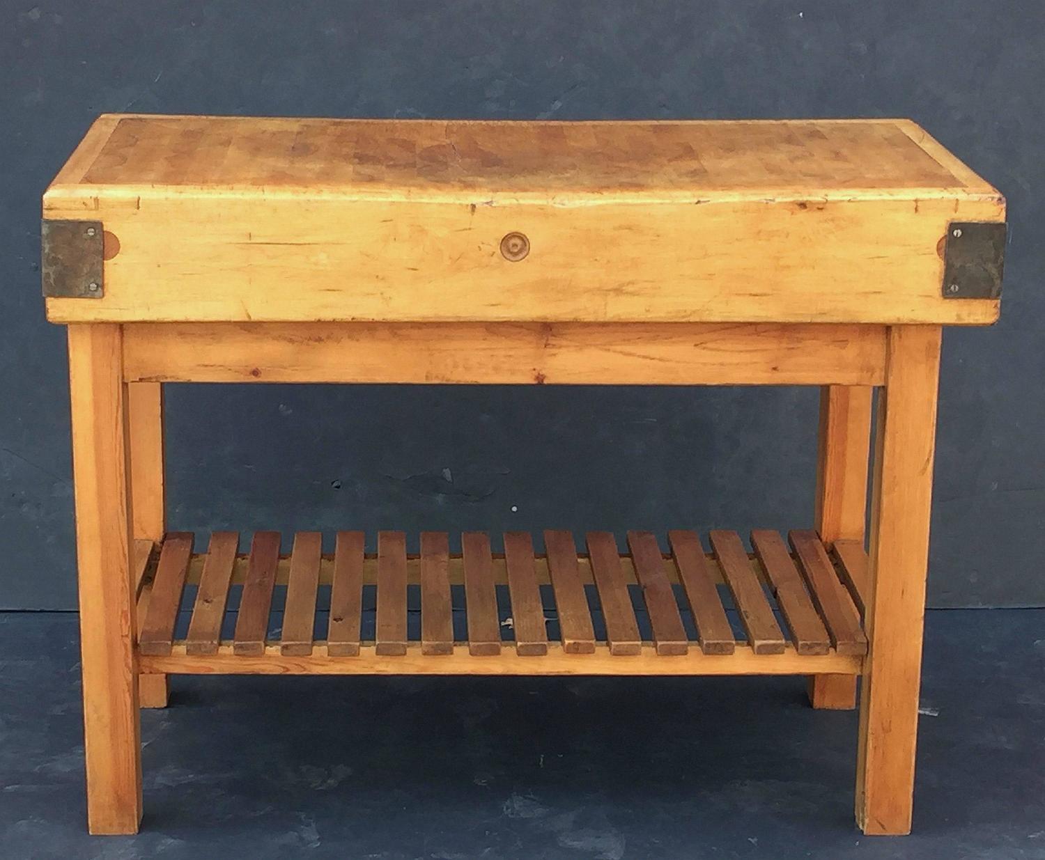 Large French Butcher's Block on Stand at 1stdibs