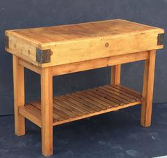 Large French Butcher's Block on Stand