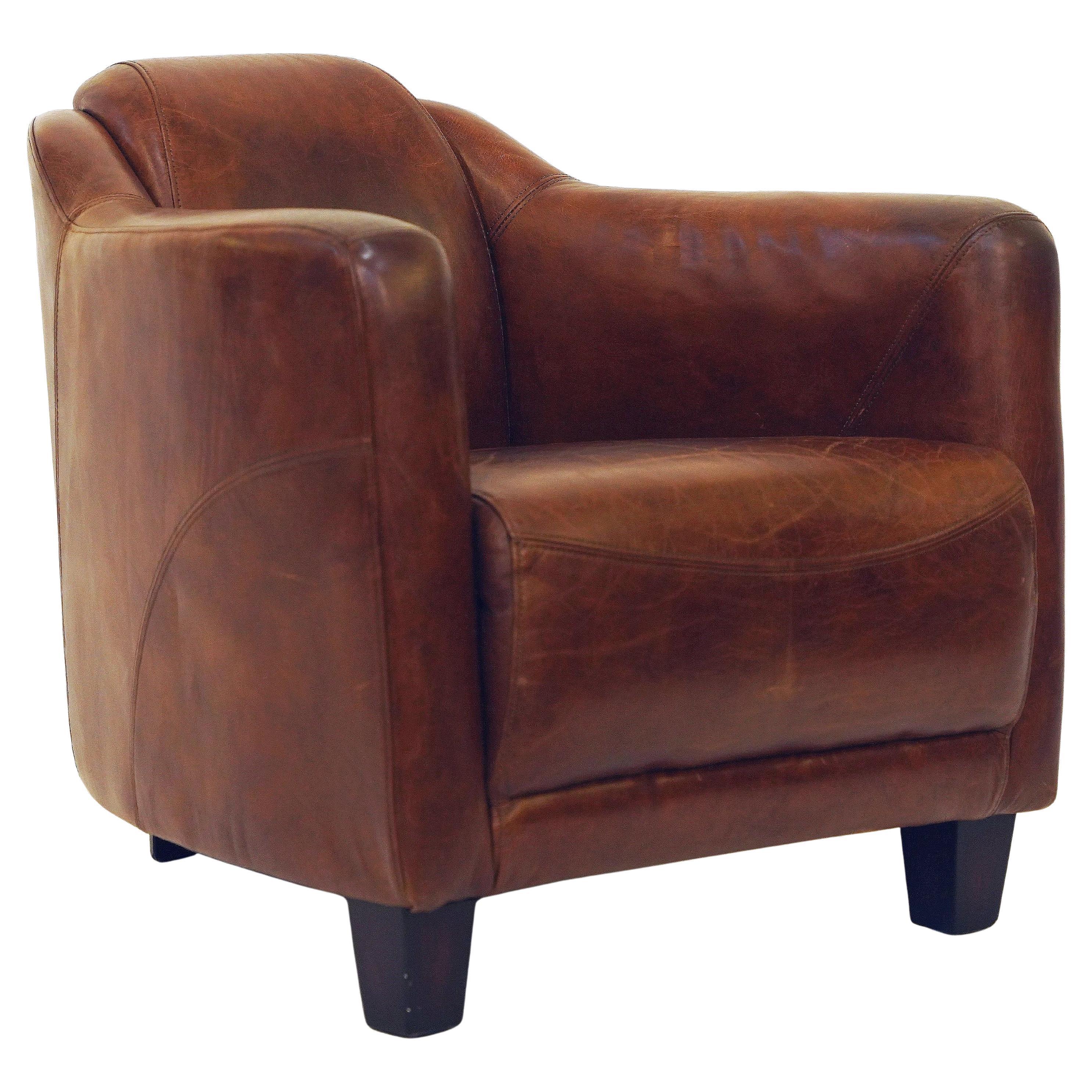 French Leather Aviator Club or Lounge Chair