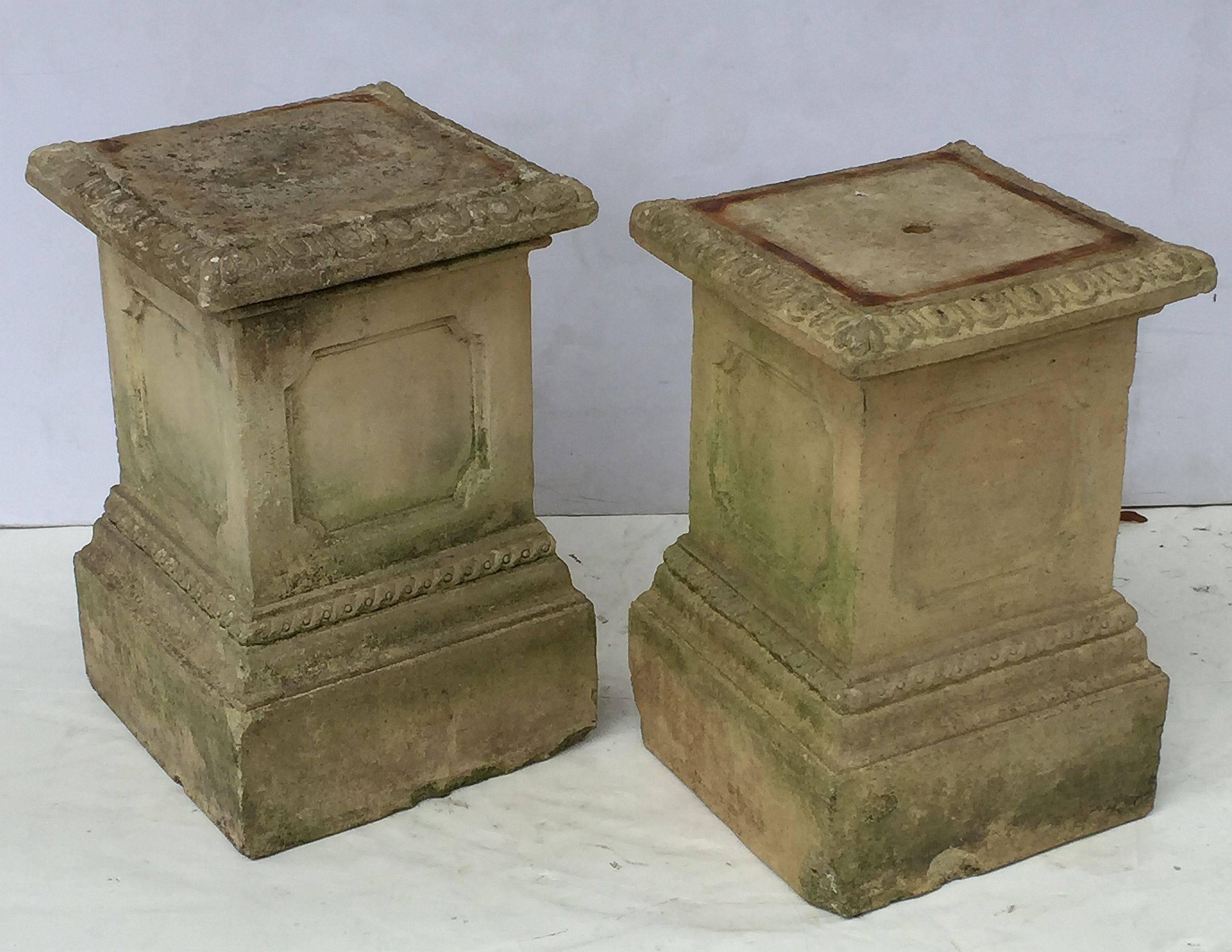 Earthenware Pair of 19th Century English Terra Cotta Garden Pedestal Plinths