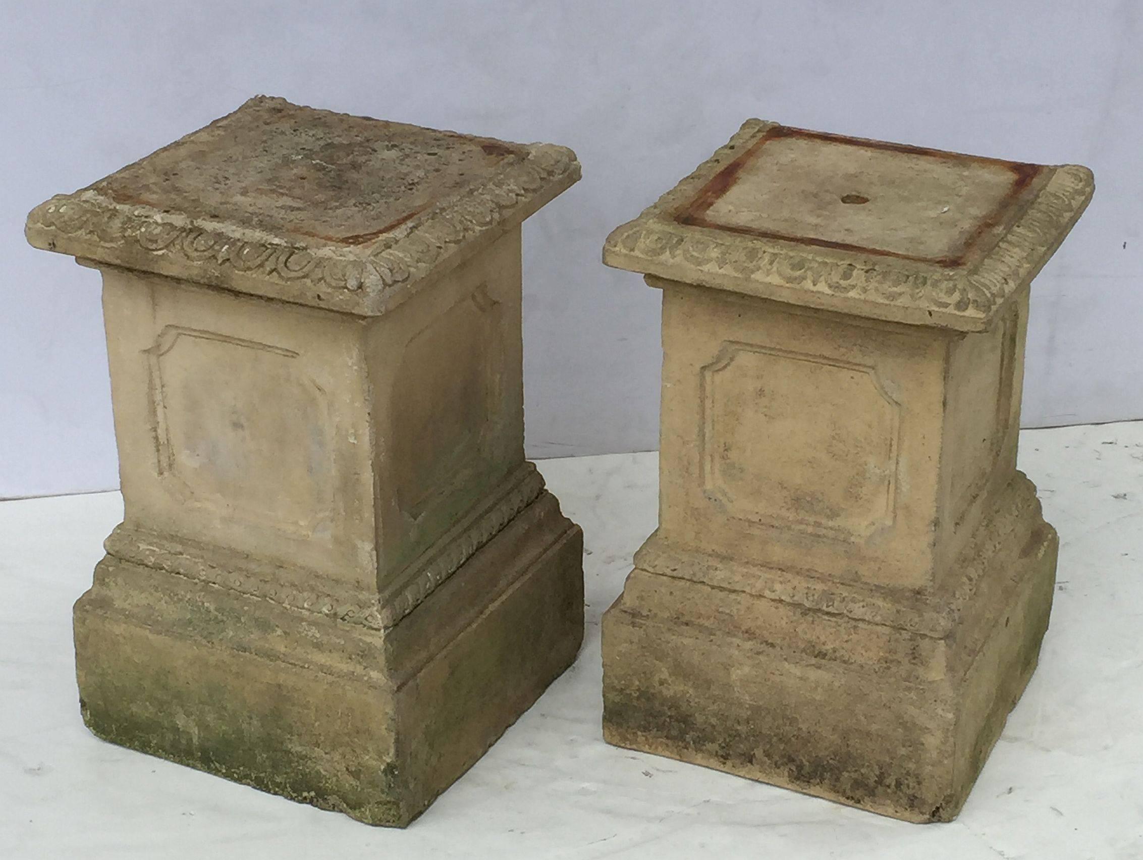 Pair of 19th Century English Terra Cotta Garden Pedestal Plinths 1