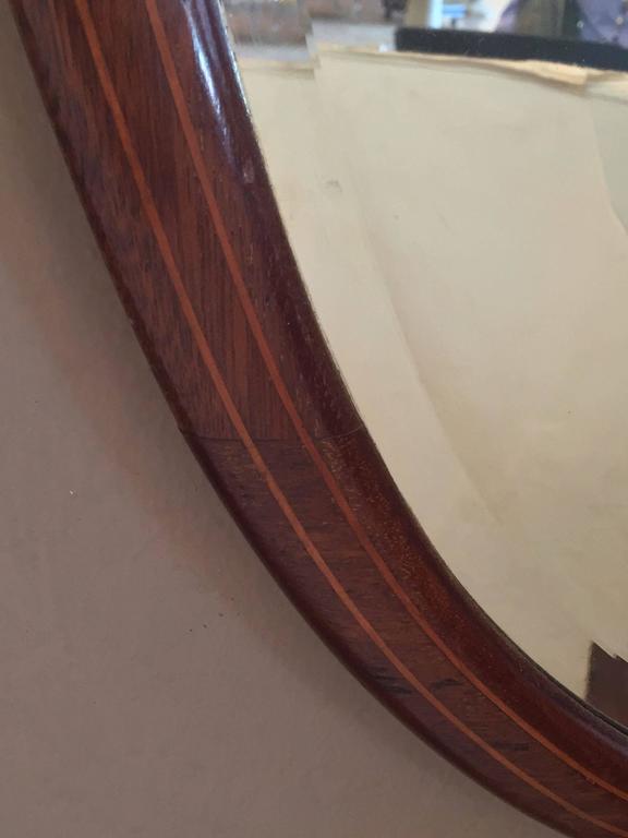 English Oval Parlour Mirror of Inlaid Mahogany (20" x 32") at 1stDibs