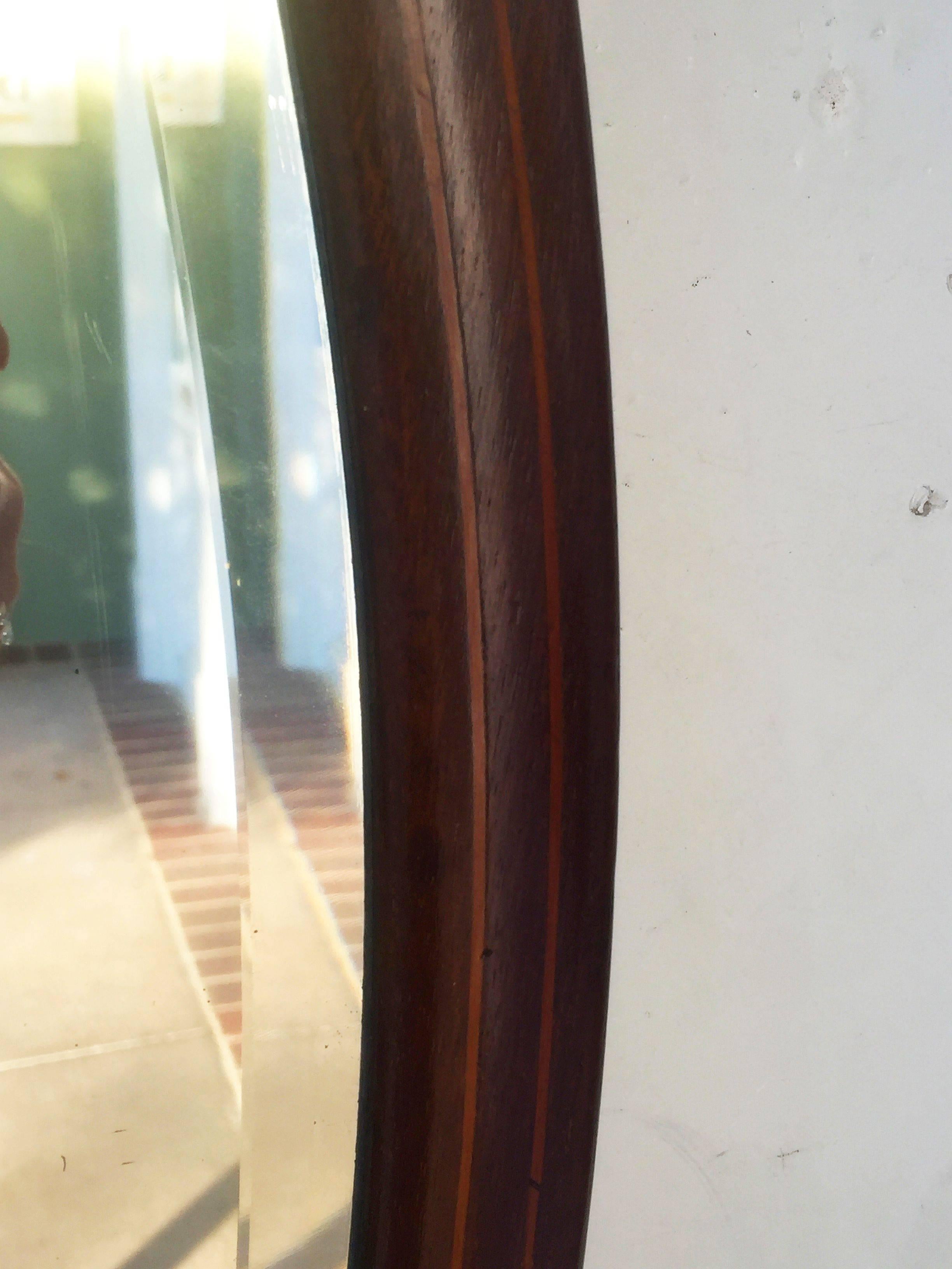 20th Century English Oval Parlour Mirror of Inlaid Mahogany (20