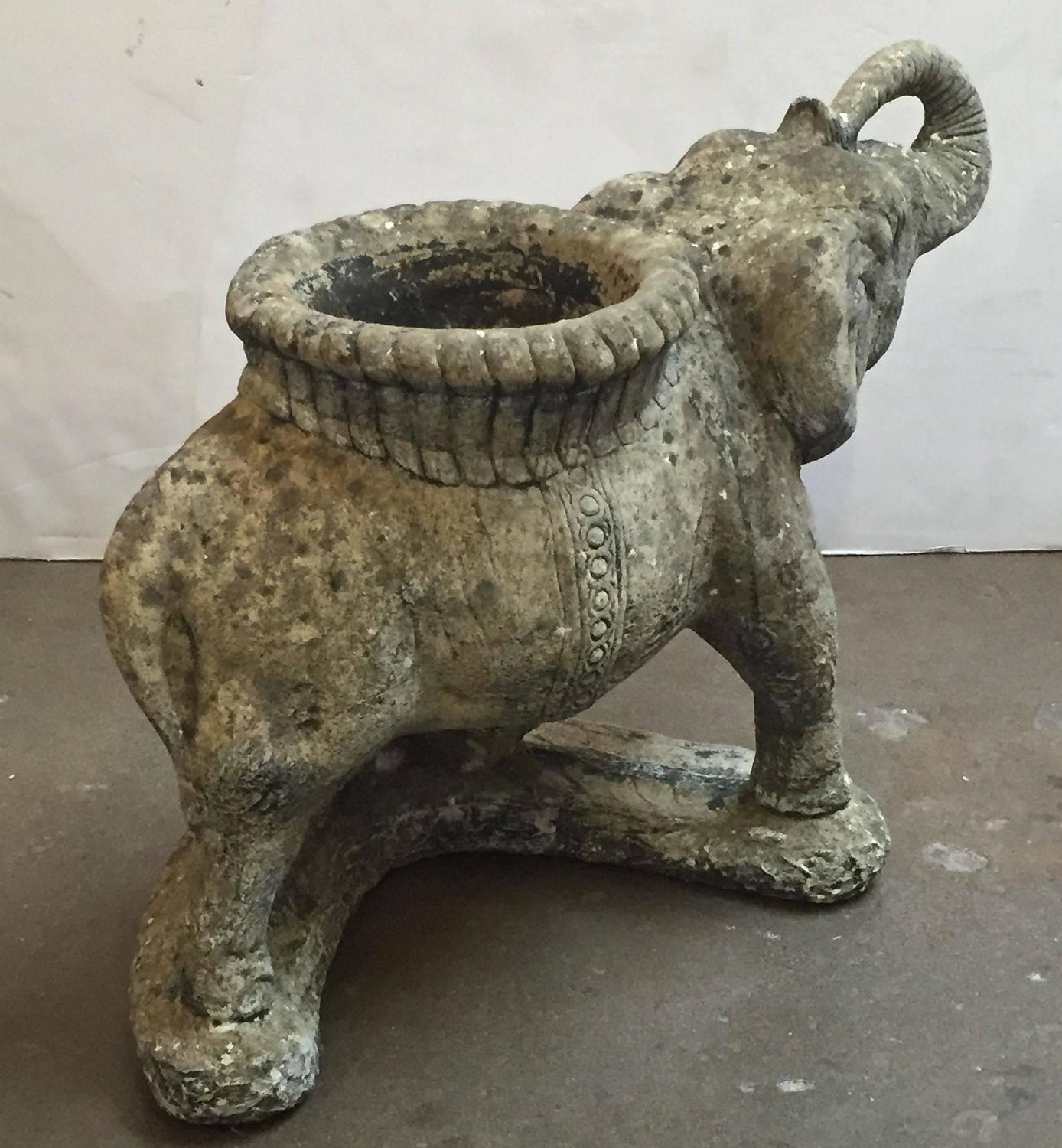 Large English Garden Stone Elephant Planter at 1stdibs