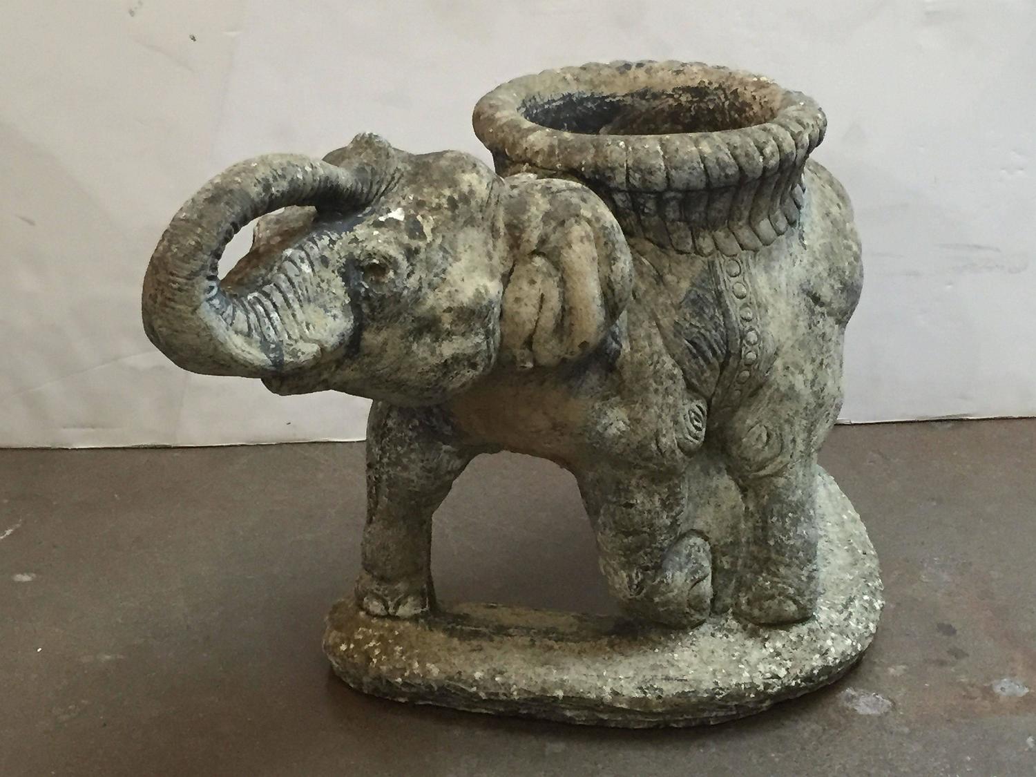 Large English Garden Stone Elephant Planter at 1stdibs