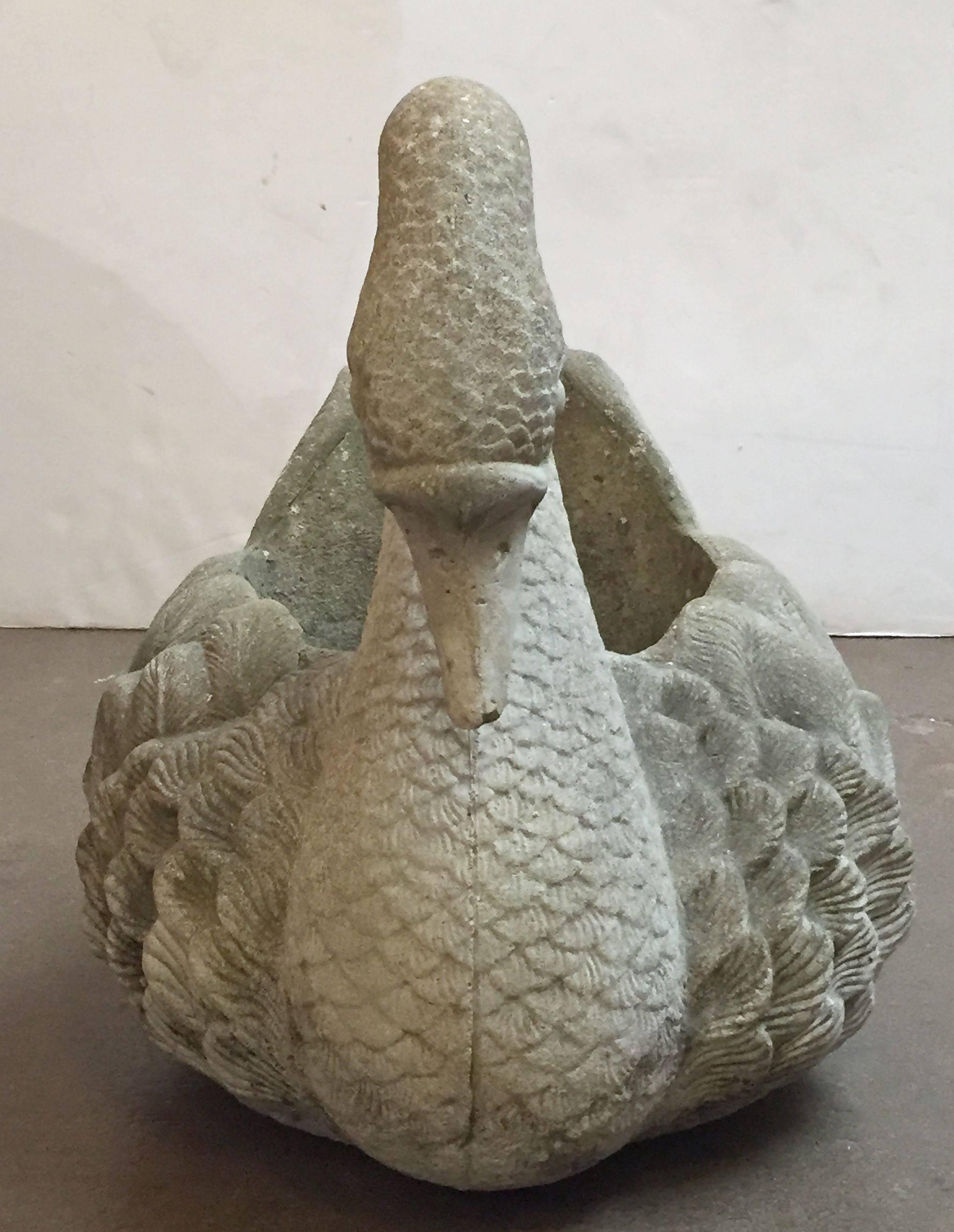 stone swan planter