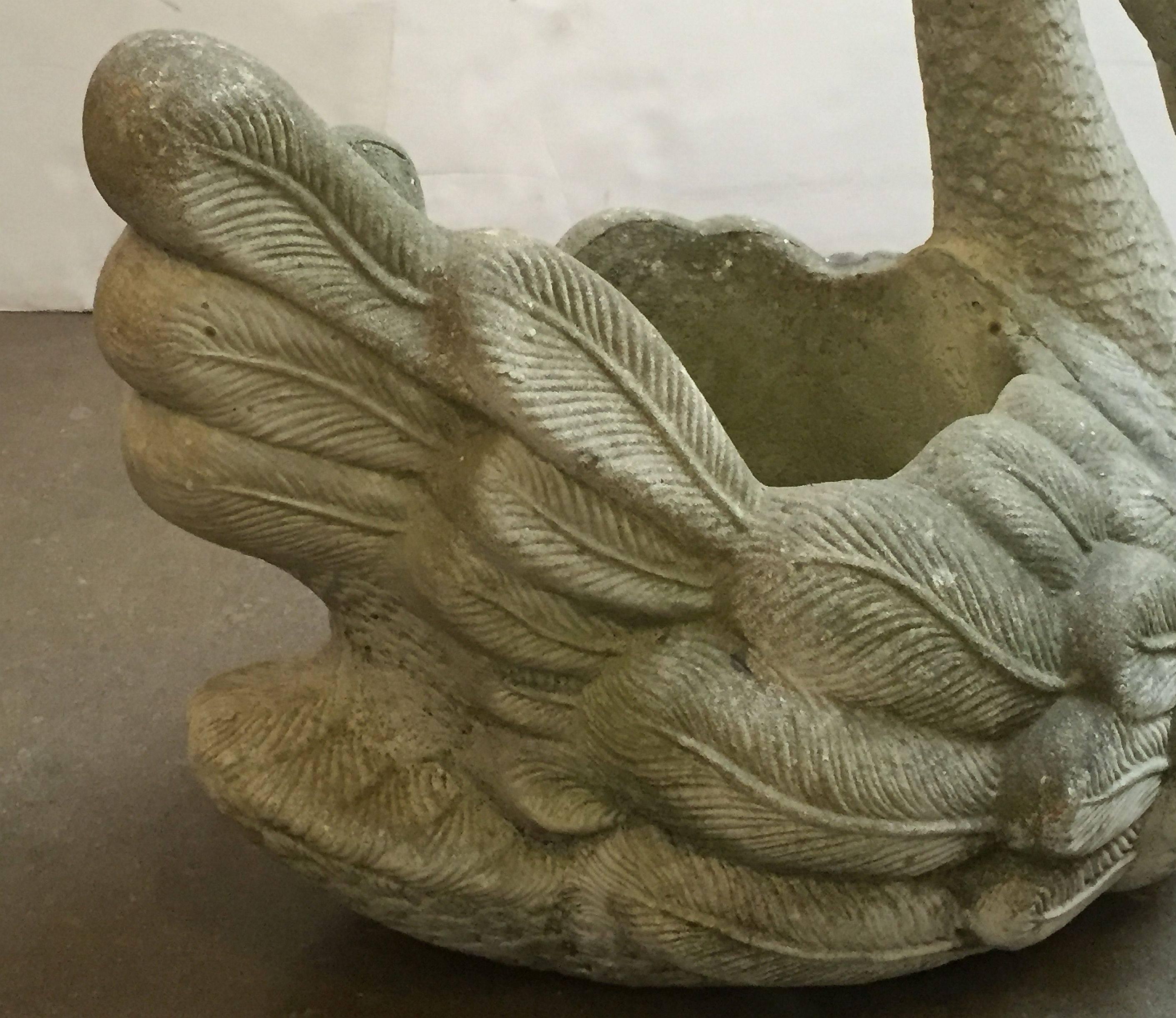 Large English Garden Stone Planter of a Swan 2