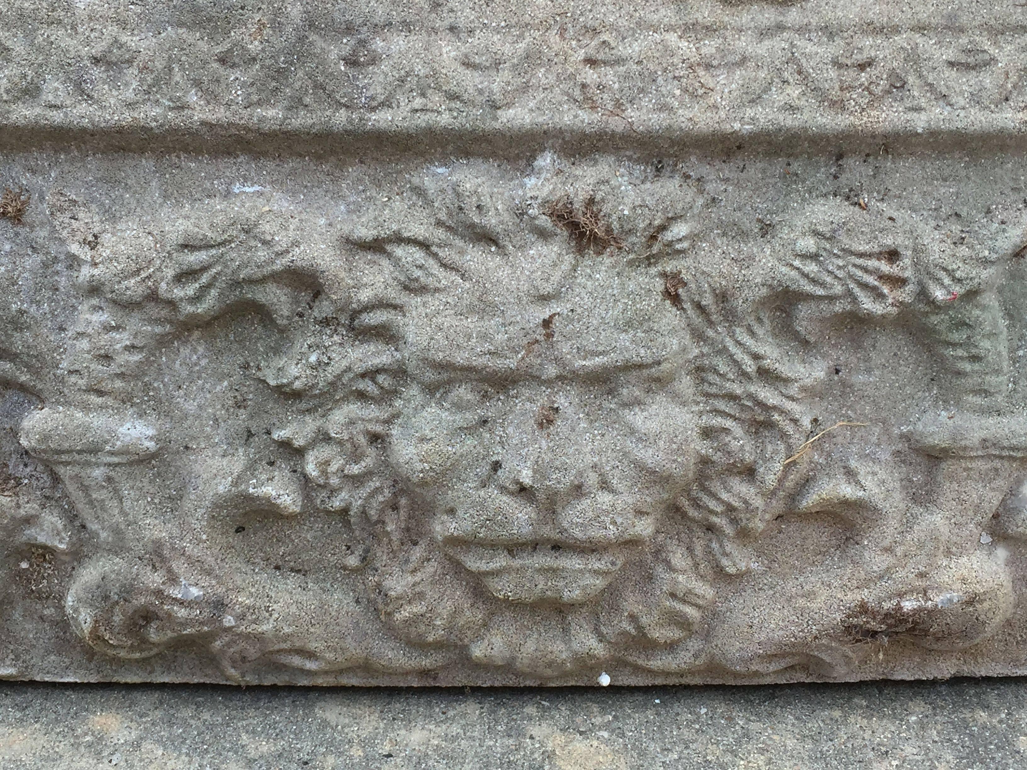 20th Century English Garden Stone Troughs with Lion Mask Relief