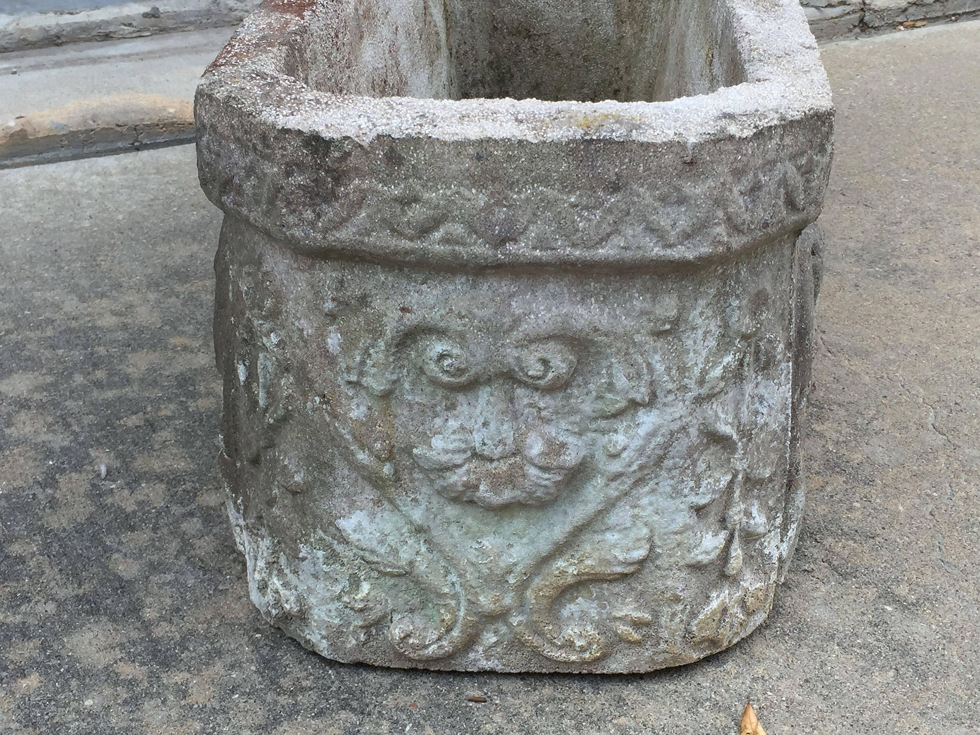 English Garden Stone Troughs with Lion Mask Relief 1