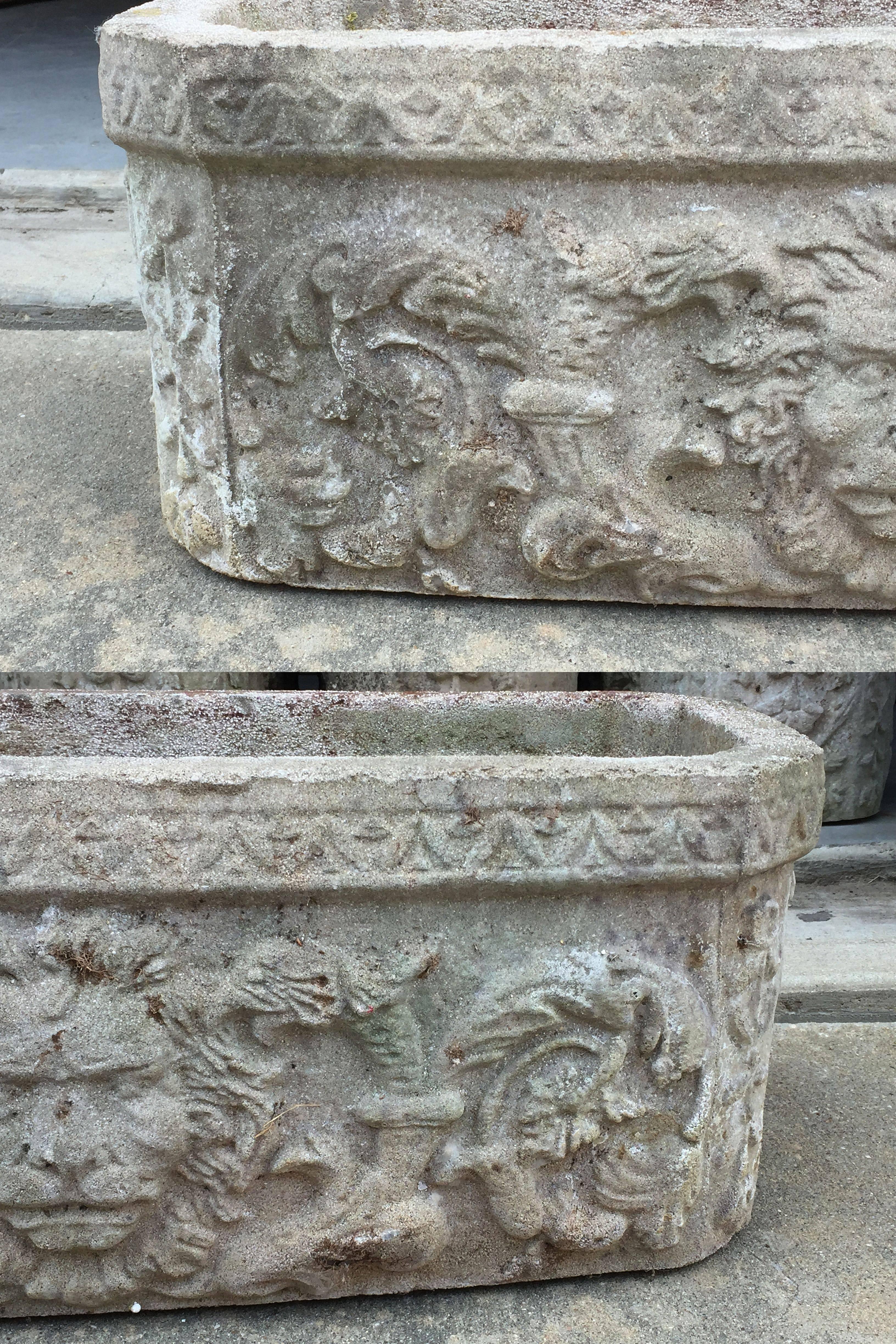 Cast Stone English Garden Stone Troughs with Lion Mask Relief