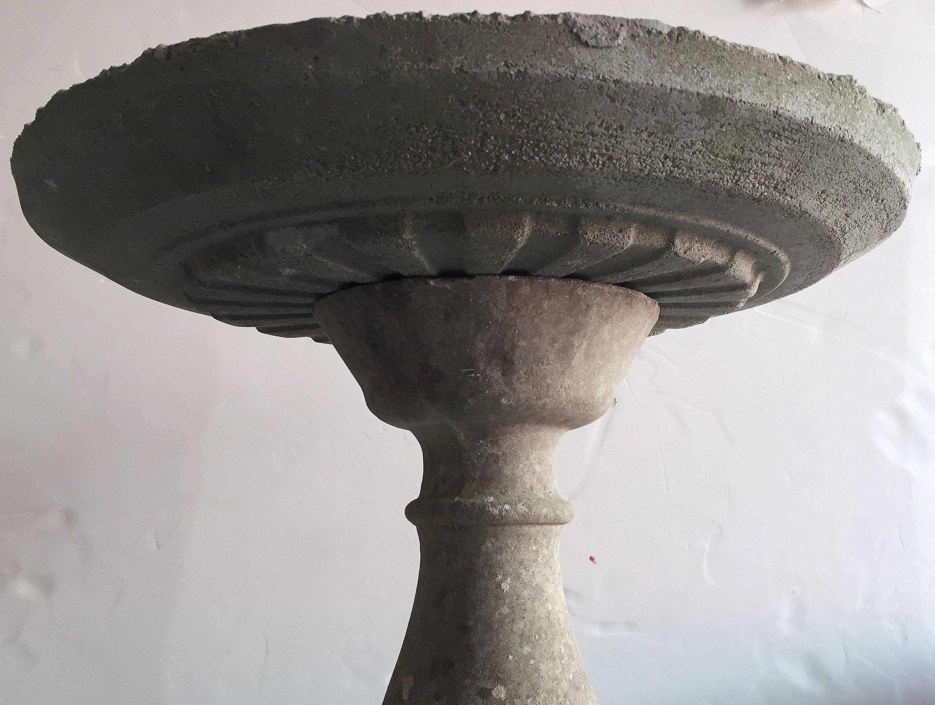 20th Century Large English Garden Stone Bird Bath