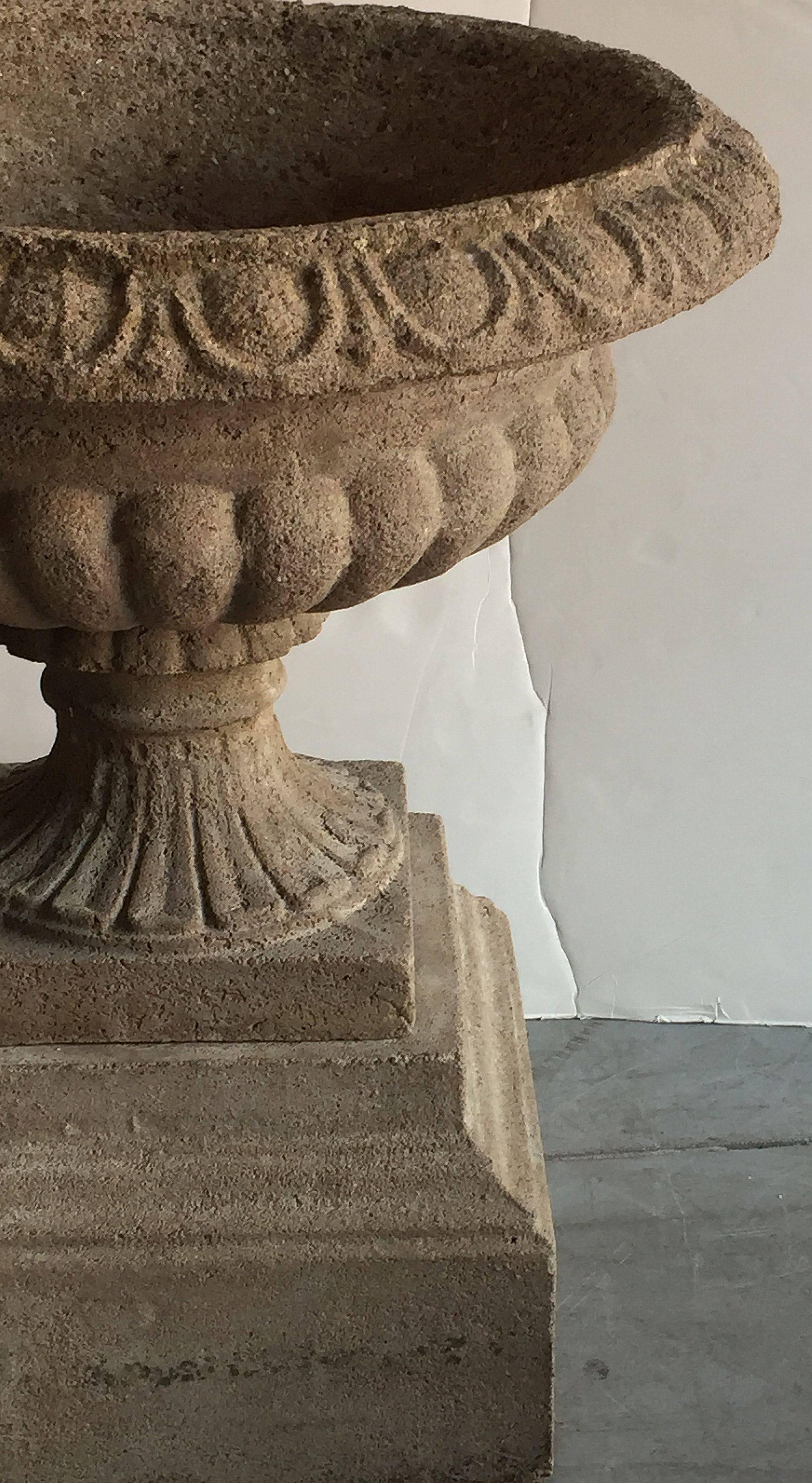 English Garden Stone Urns or Planter Pots on Plinths 'Individually Priced' In Good Condition In Austin, TX