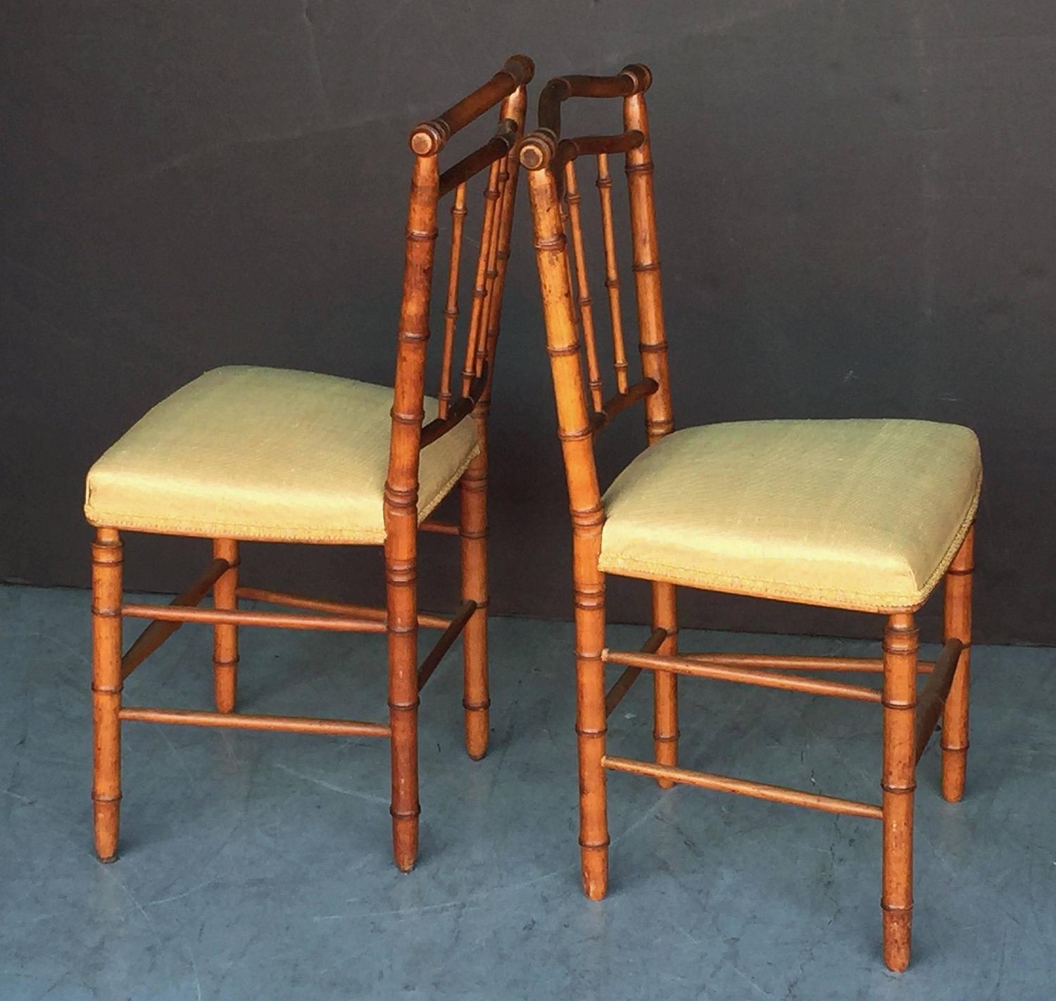 Pair of Faux Bamboo Chairs For Sale at 1stdibs