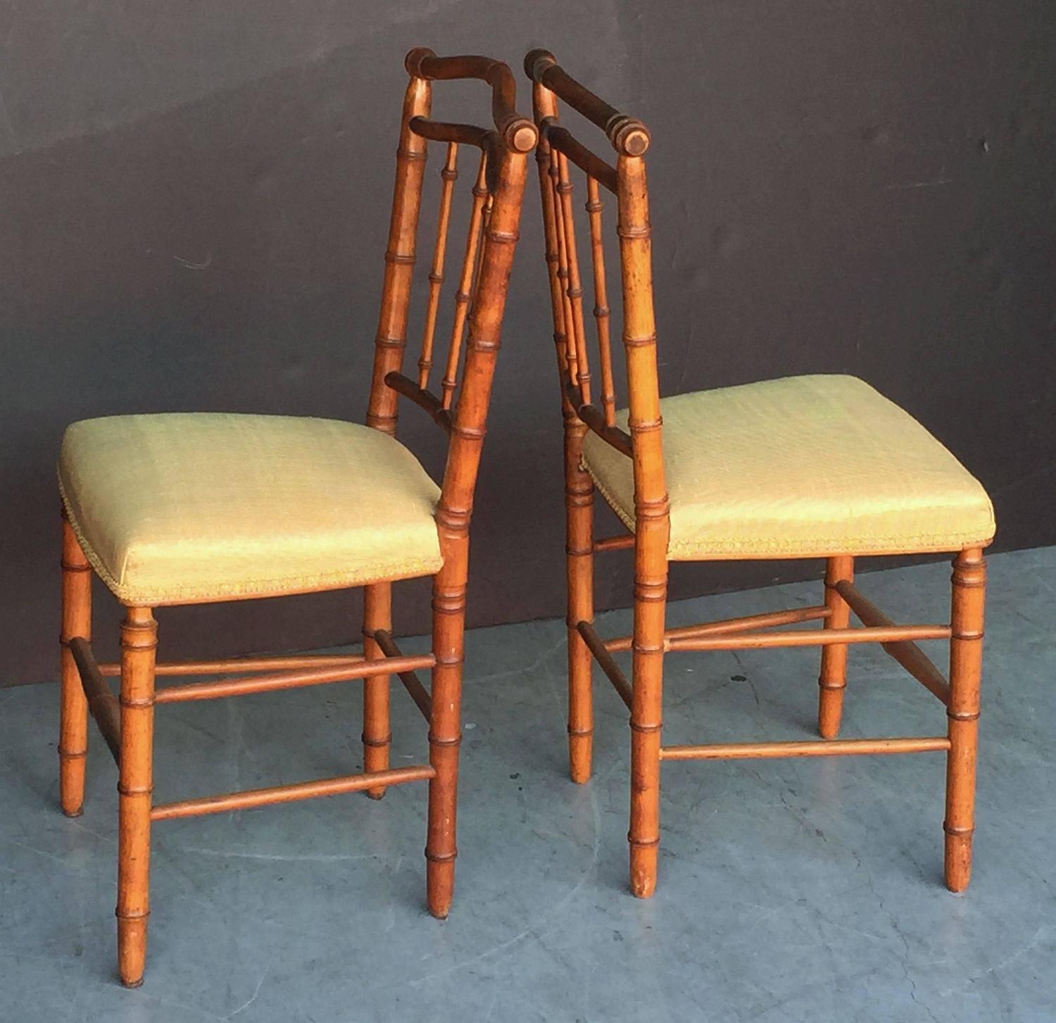 Pair of Faux Bamboo Chairs For Sale at 1stdibs