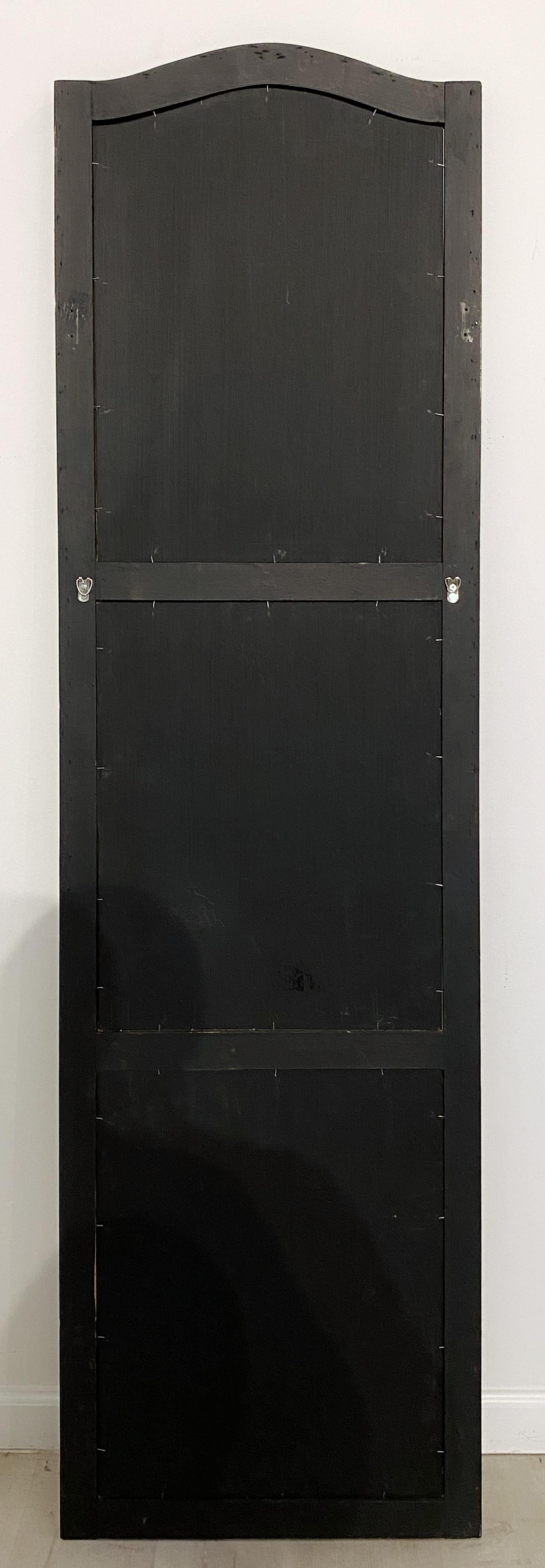 Large Black and Gilt Window Pane Paneled Mirrors (Each H 74 x W 20 7/8) For Sale 5