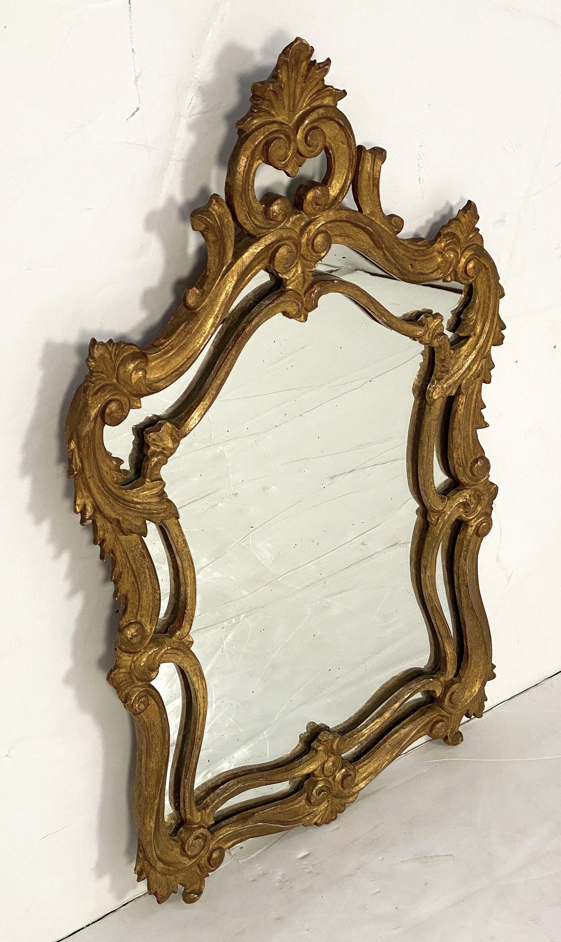 English Pierced Gilt Wall Mirror in the Rococo Style (H 30 3/4 x W 18 1/2) In Good Condition For Sale In Austin, TX