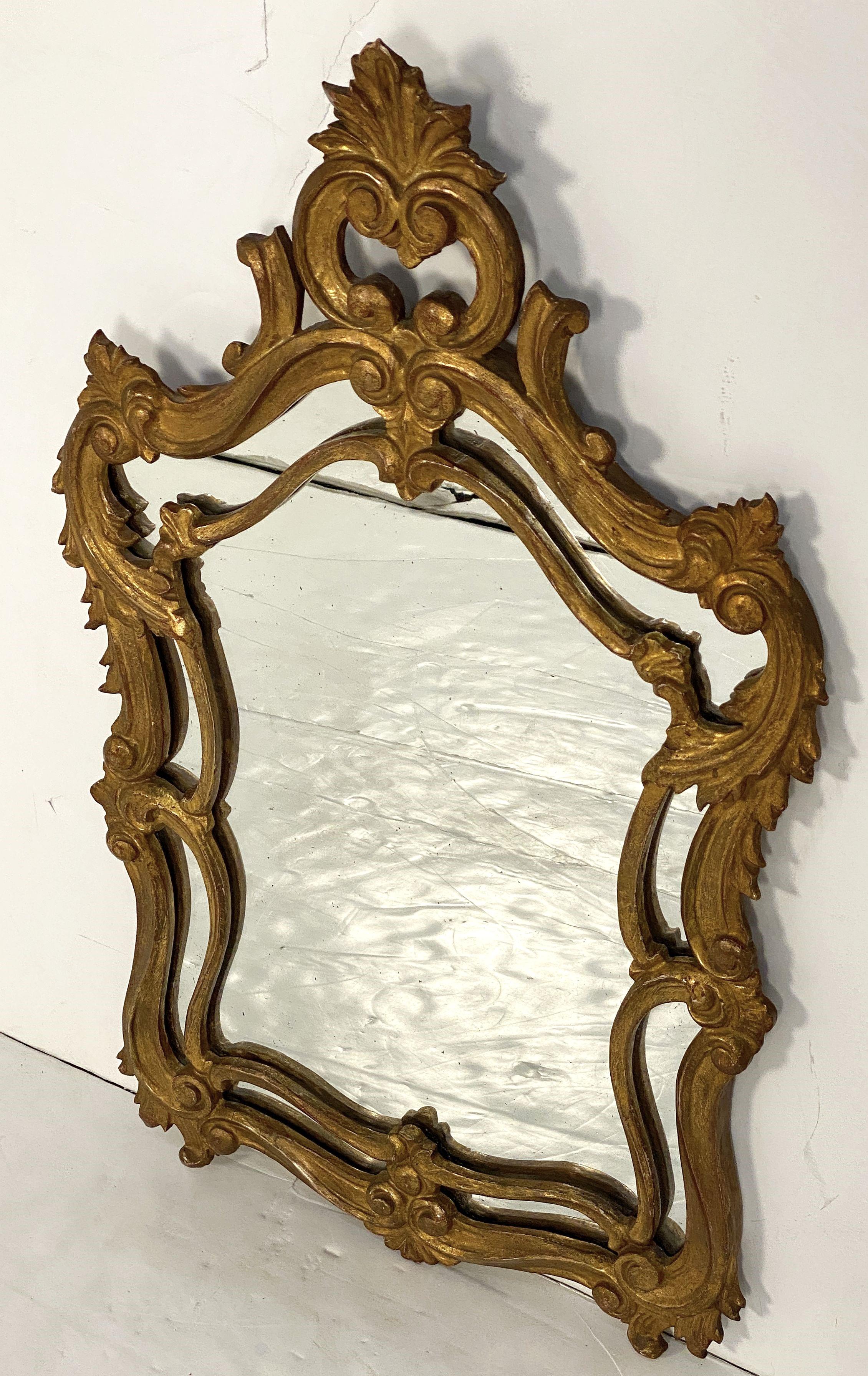 20th Century English Pierced Gilt Wall Mirror in the Rococo Style (H 30 3/4 x W 18 1/2) For Sale