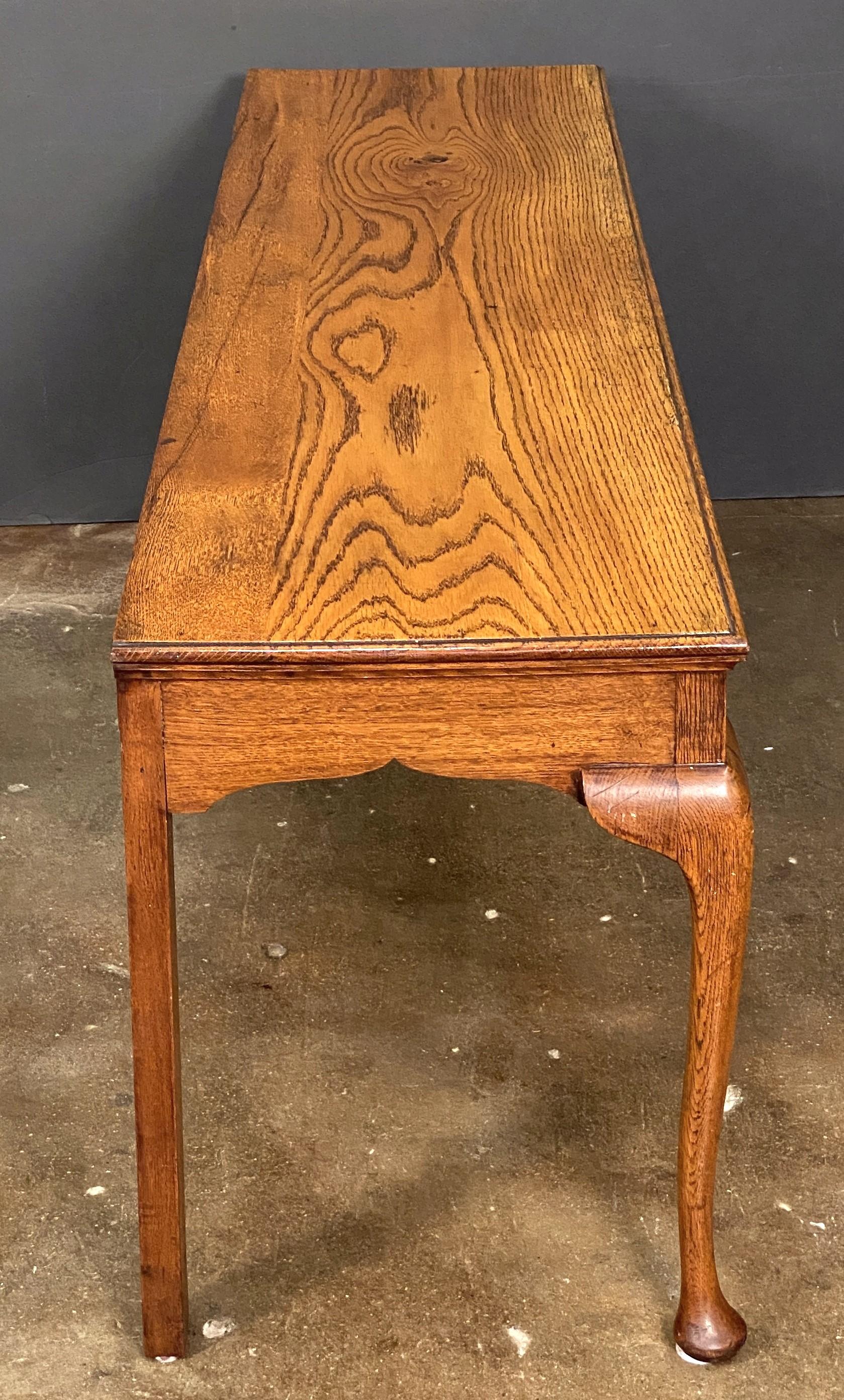Wood English Grand Hall Bench or Window Seat of Patinated Oak For Sale