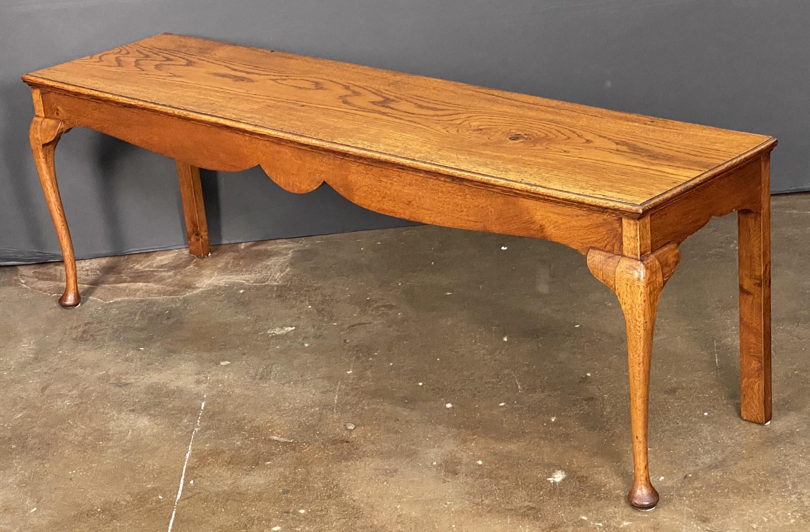 19th Century English Grand Hall Bench or Window Seat of Patinated Oak For Sale