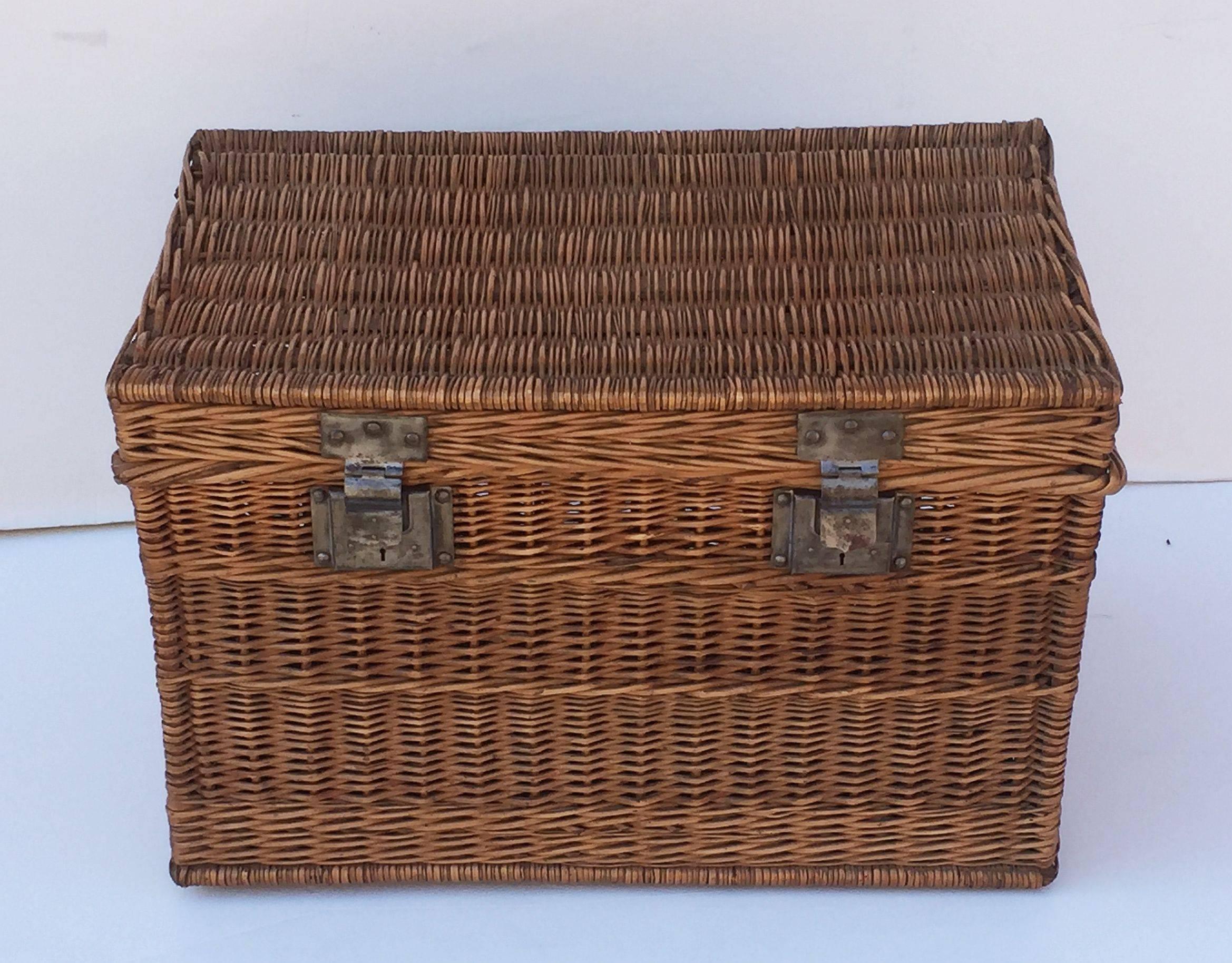 19th Century Large French Willow Basket Hamper
